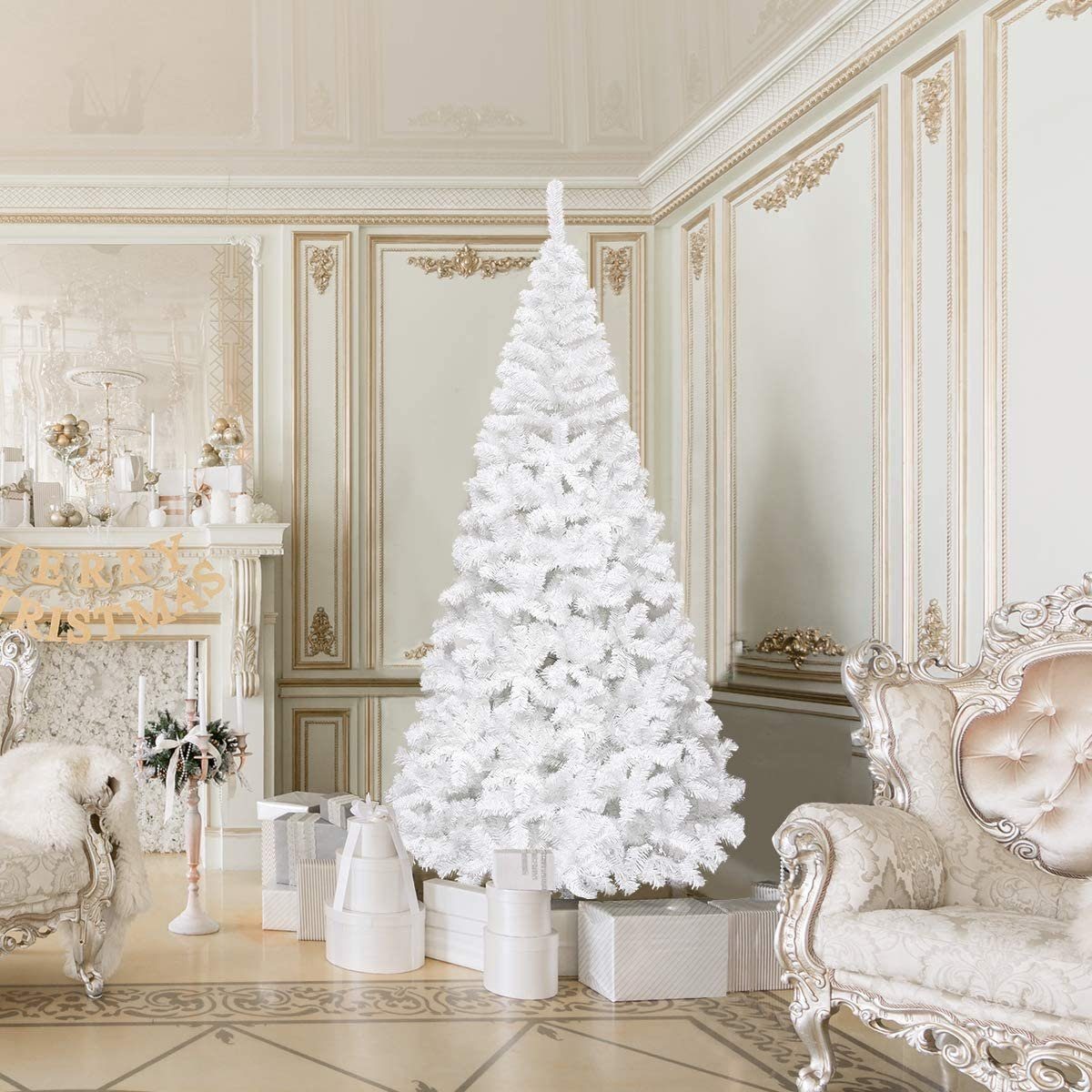 COSTWAY Künstlicher Weihnachtsbaum, 240cm, 1138 PVC Nadeln, mit Metallständer