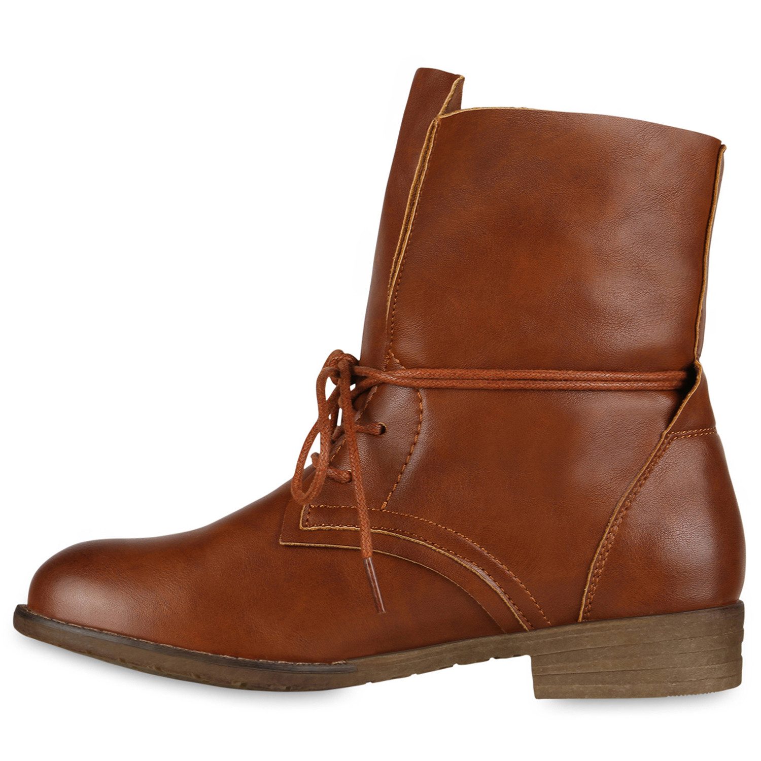 VAN HILL 71380 Schnürstiefelette Damen Stiefeletten Schnürstiefeletten Leder-Optik Boots Basic