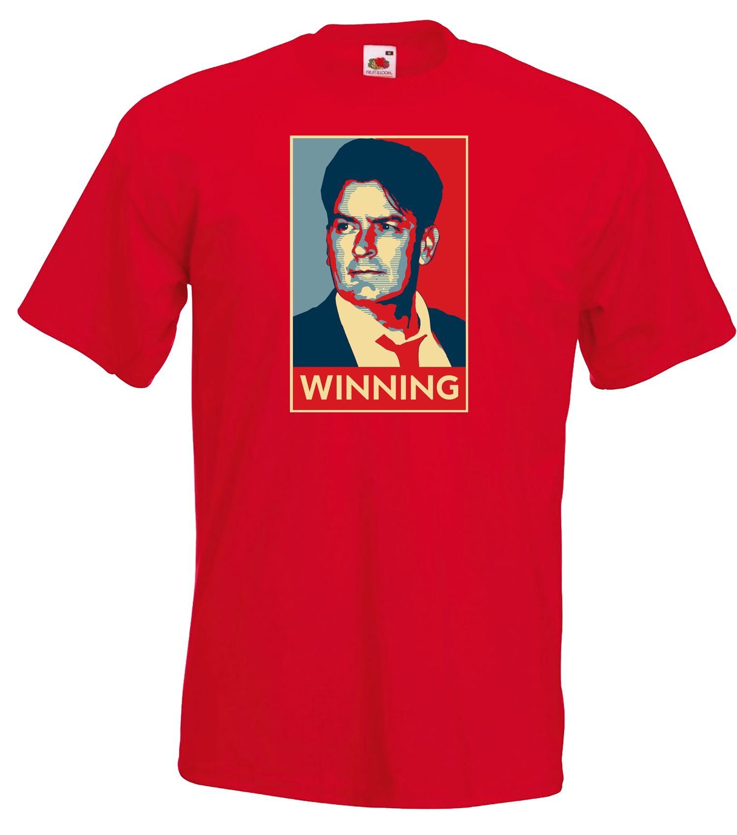 Youth Designz T-Shirt Charlie Winning Herren T-Shirt mit modischem Frontprint Rot