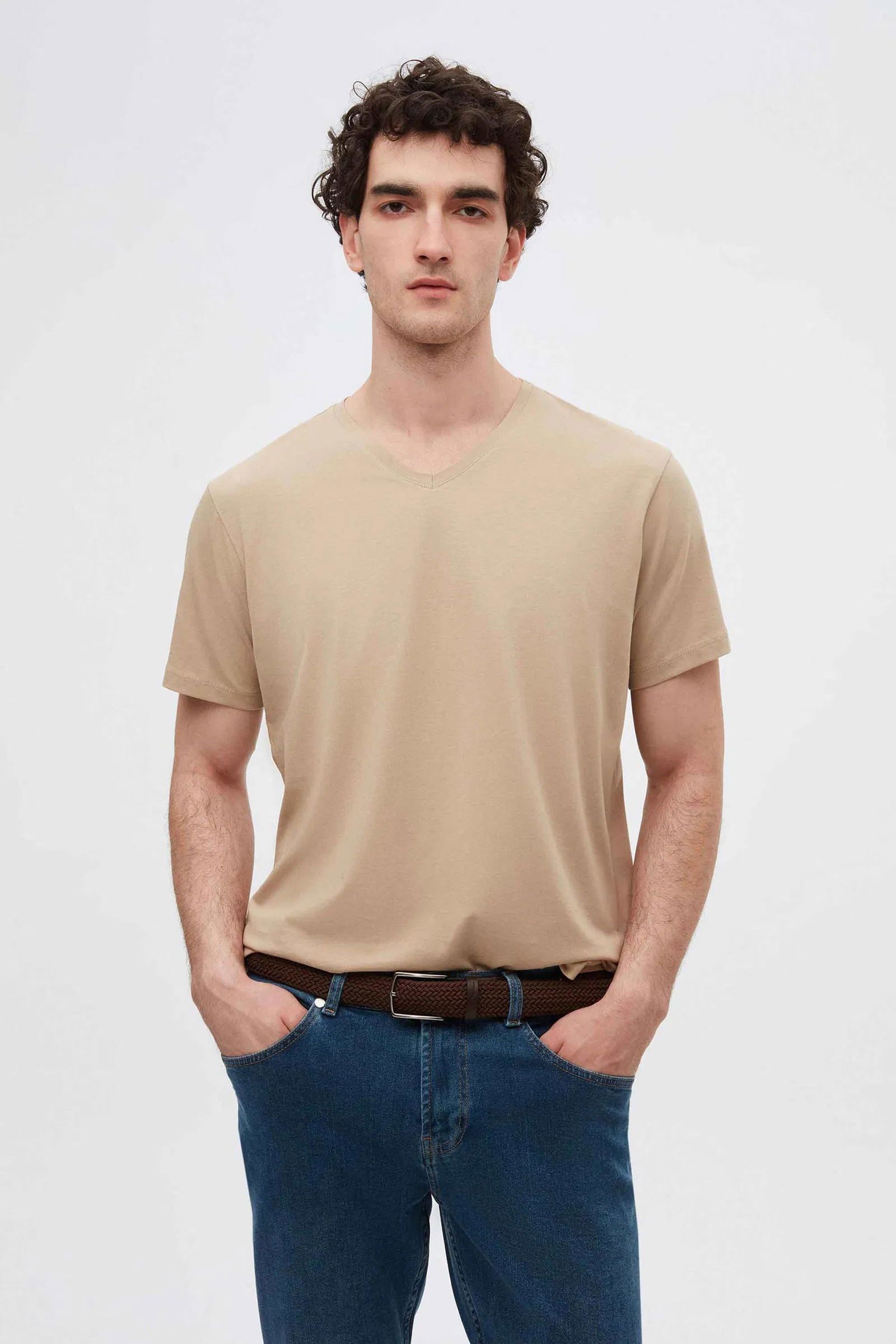 D'S DAMAT T-Shirt DS Damat Herren Slim Fit Schwarz/Weiß/Marine 3-teiliges Set V-Ausschni