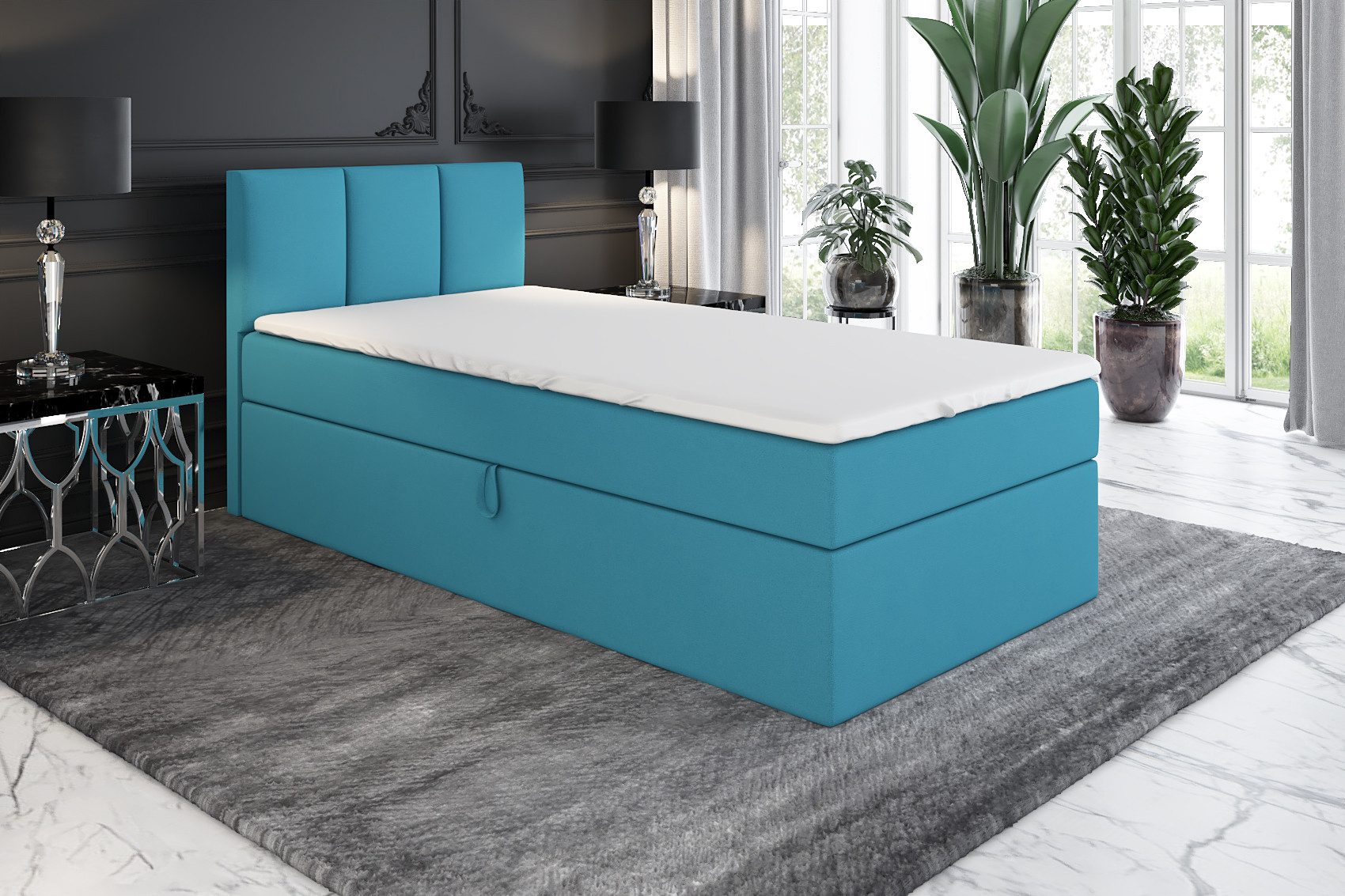 A&J MöbelLand GmbH Boxspringbett Einzelbett NASI mit Bettkasten, Topper und günstig online kaufen