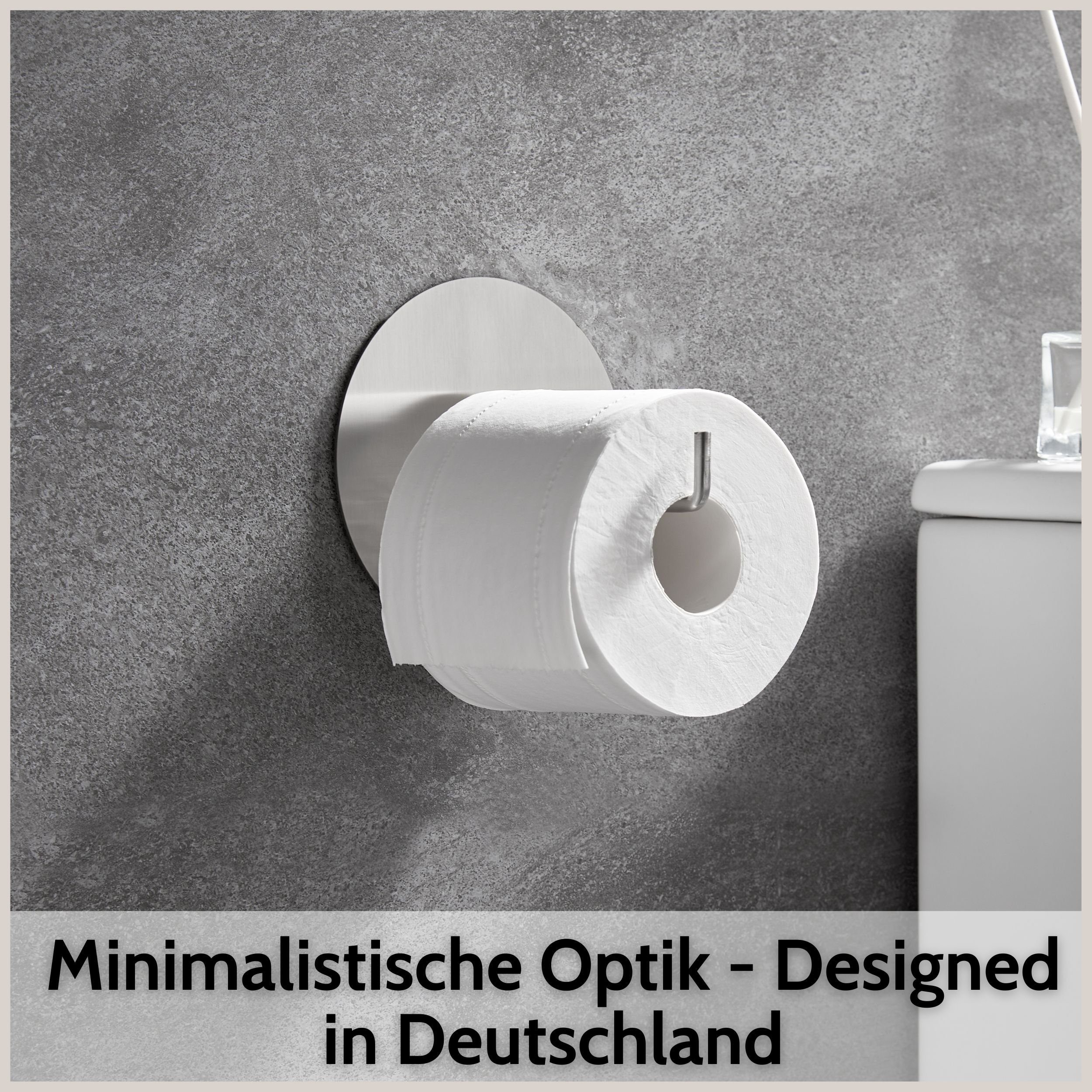 DEKAZIA Toilettenpapierhalter, Rostfreier Edelstahl, gebürstet Design ohne Besonderes Bohren, selbstklebend, Edelstahl