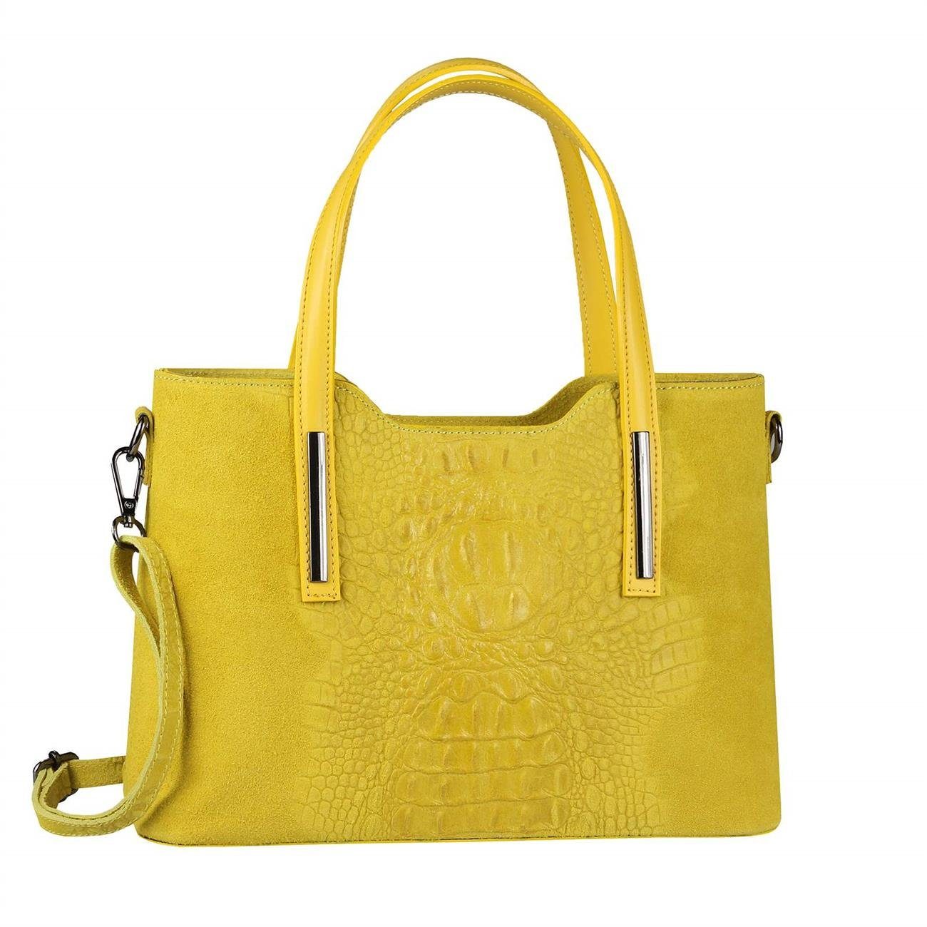 ITALYSHOP24 Schultertasche Made in Italy Damen Leder Handtasche, als CrossOver, Umhängetasche, Shopper tragbar