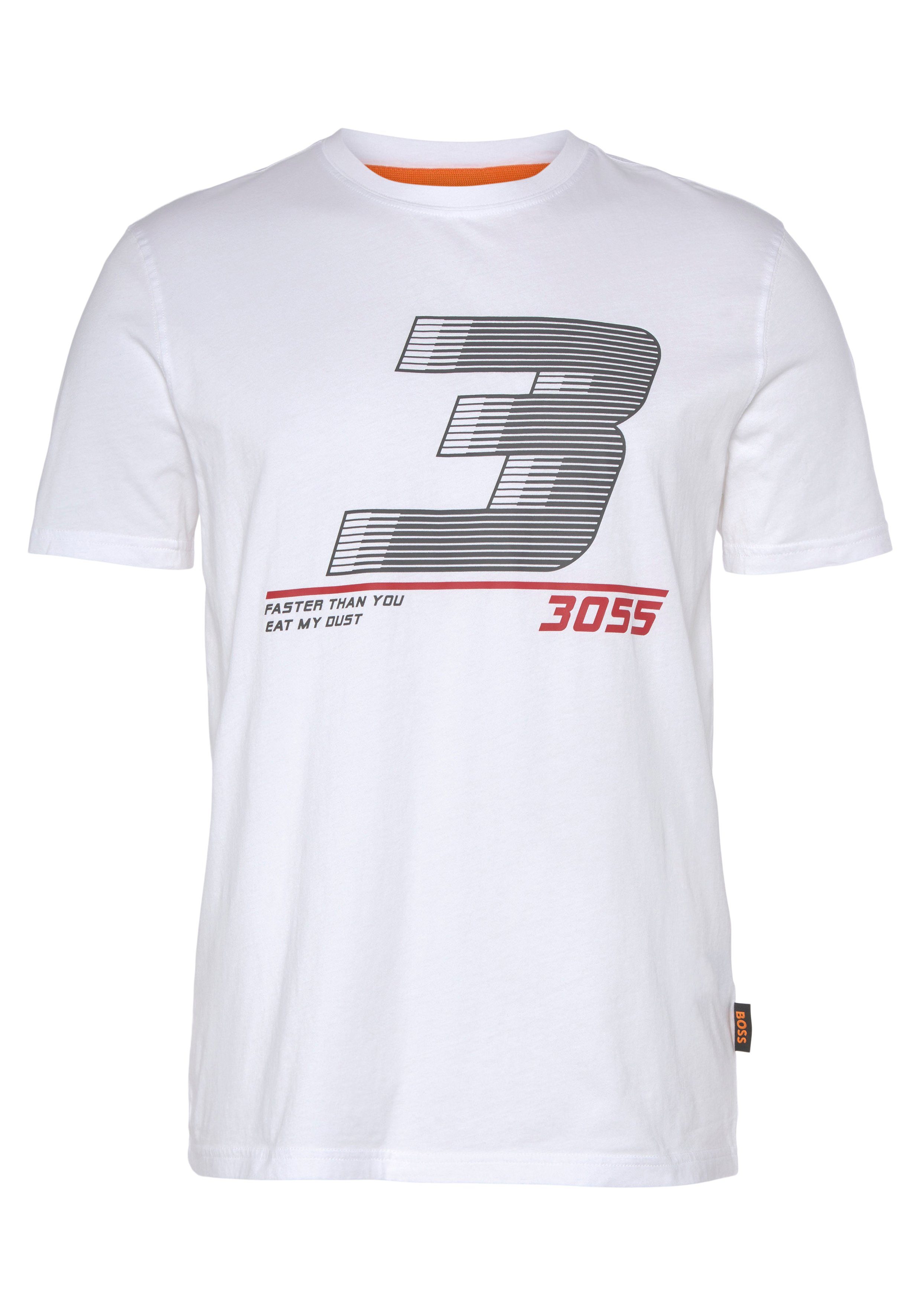 BOSS ORANGE T-Shirt Tee3055 mit Print auf der Brust weiß