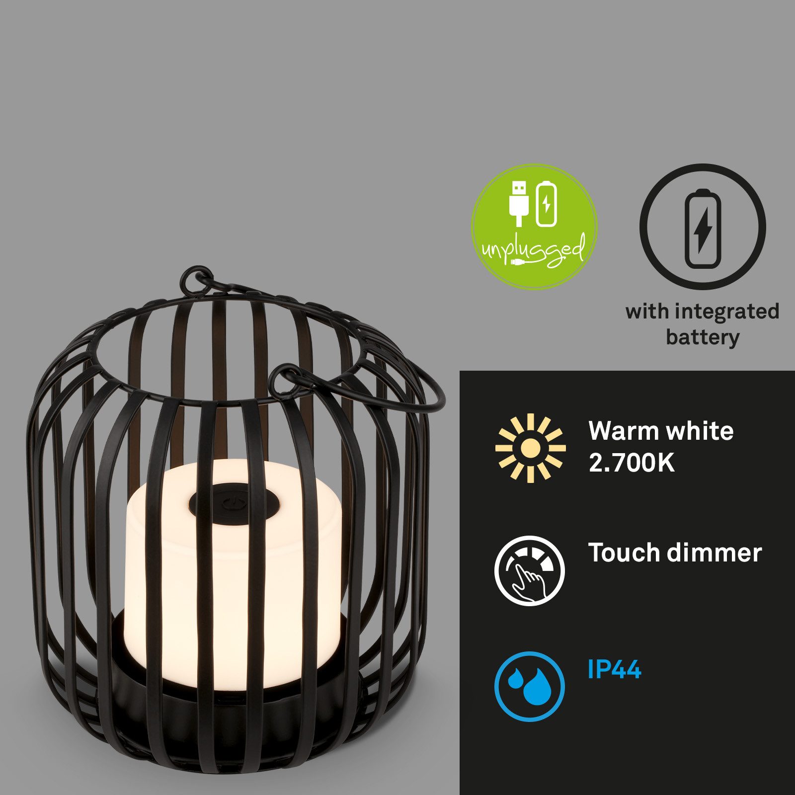Briloner Leuchten Tischleuchte LED Tischlampe Extra-Warmweiß Dimmfunktion, LED fest integriert, 2700K - Extra - Warmweiß
