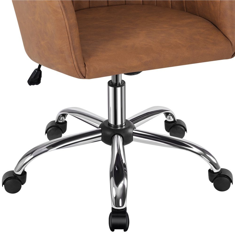Yaheetech Drehstuhl, Bürostuhl 360 ° Braun höhenverstellbar Schreibtischstuhl