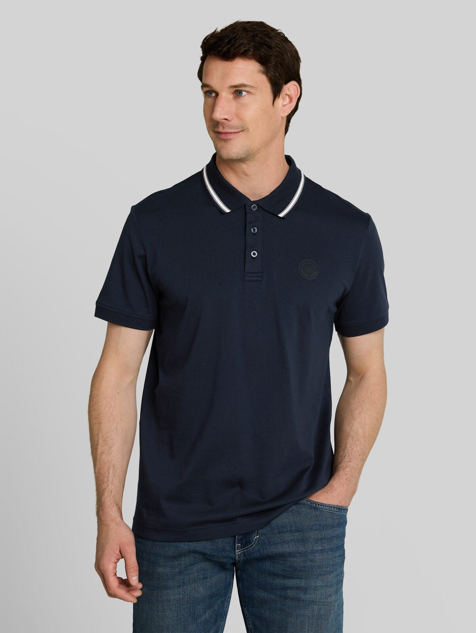 TOM TAILOR Poloshirt Poloshirts Jersey Poloshirt mit Logo-Badge
