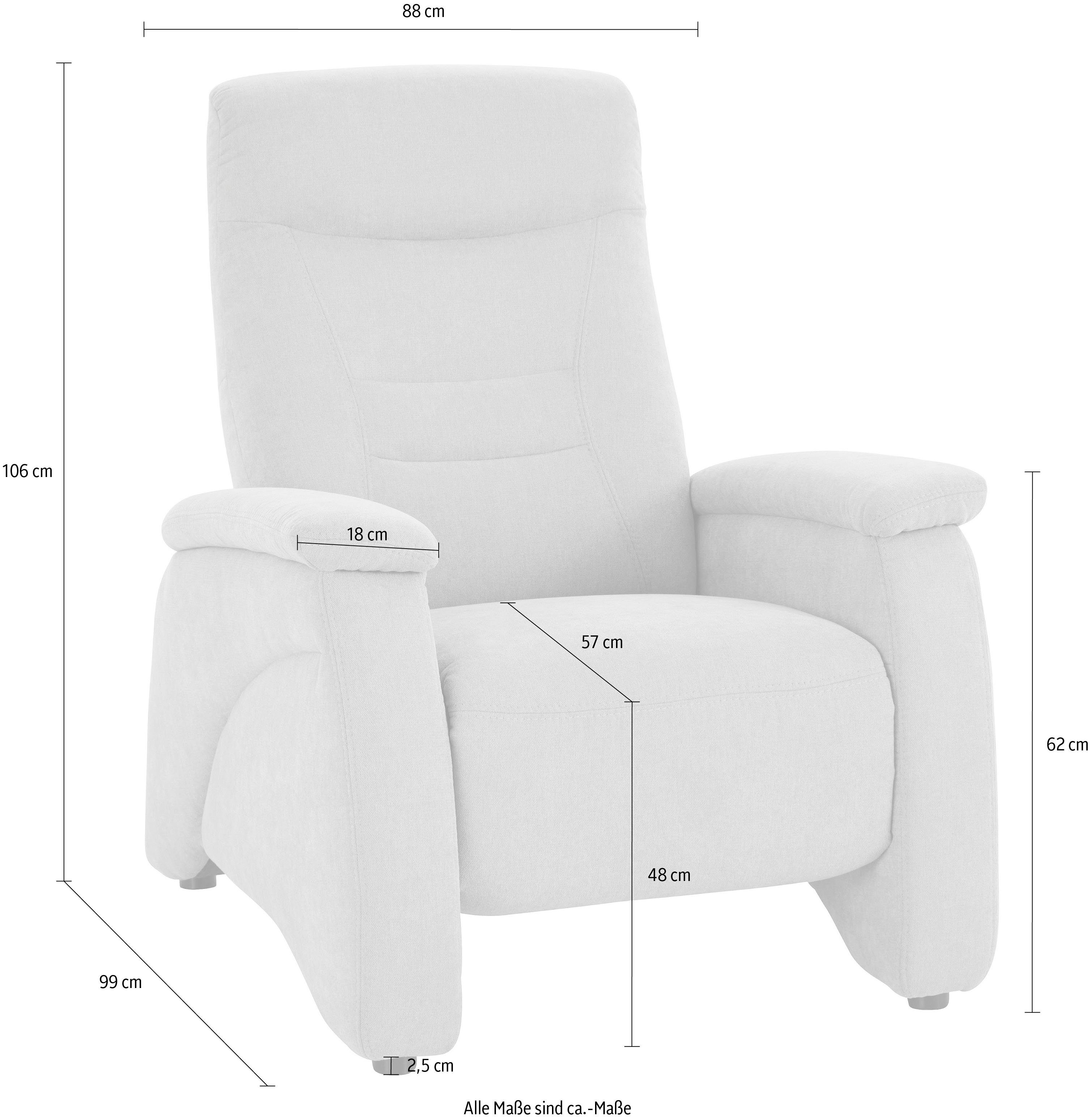 exxpo - sofa fashion Relaxsessel Ascoli, Relaxsessel, Loungesessel, Hochlehnsessel, mit Relaxfunktion – Bild 3 von 5