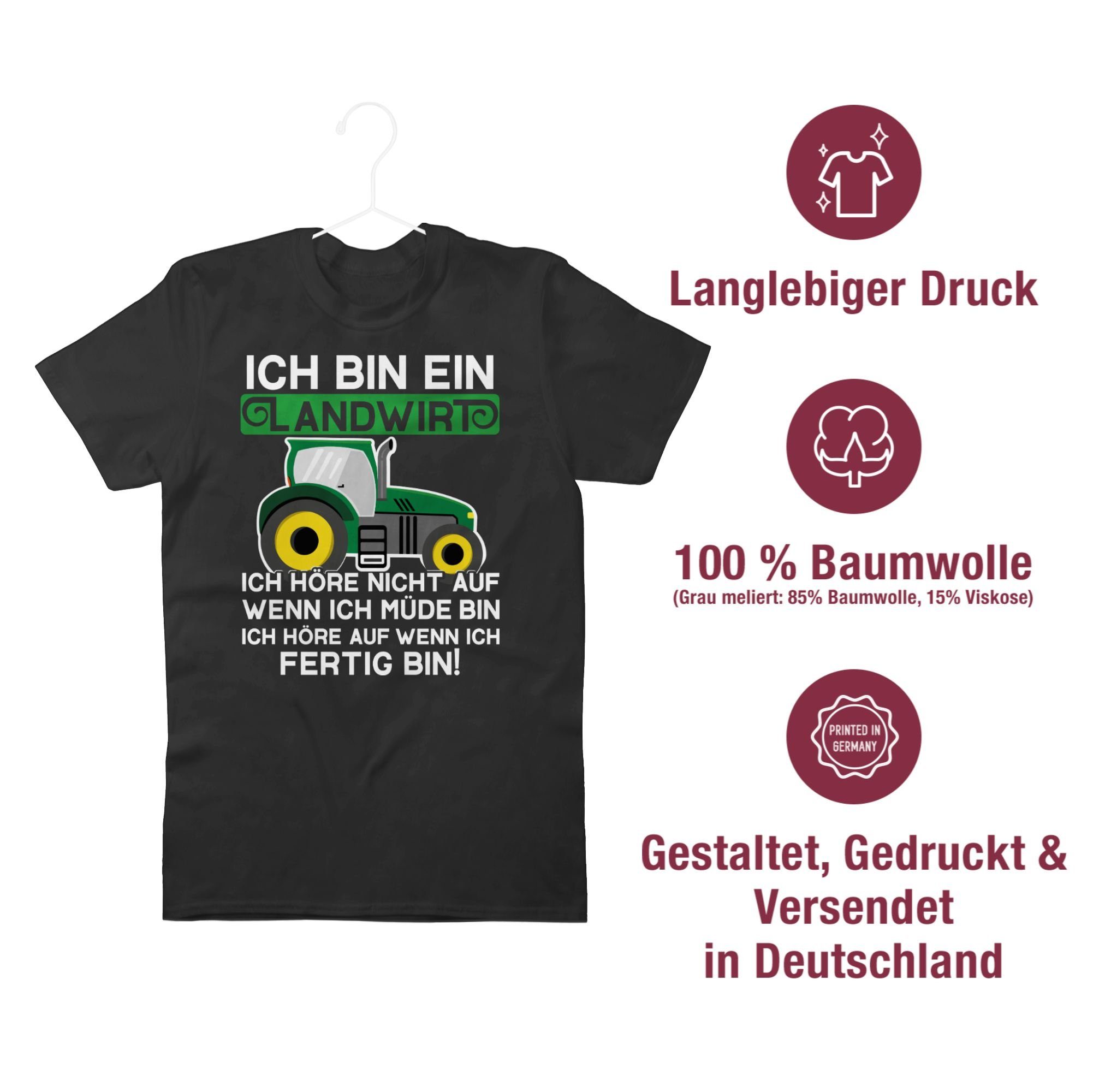 Landwirt Ich Landwirt weiß/grün bin Traktor T-Shirt Bauer - Geschenk ein 02 Schwarz Shirtracer