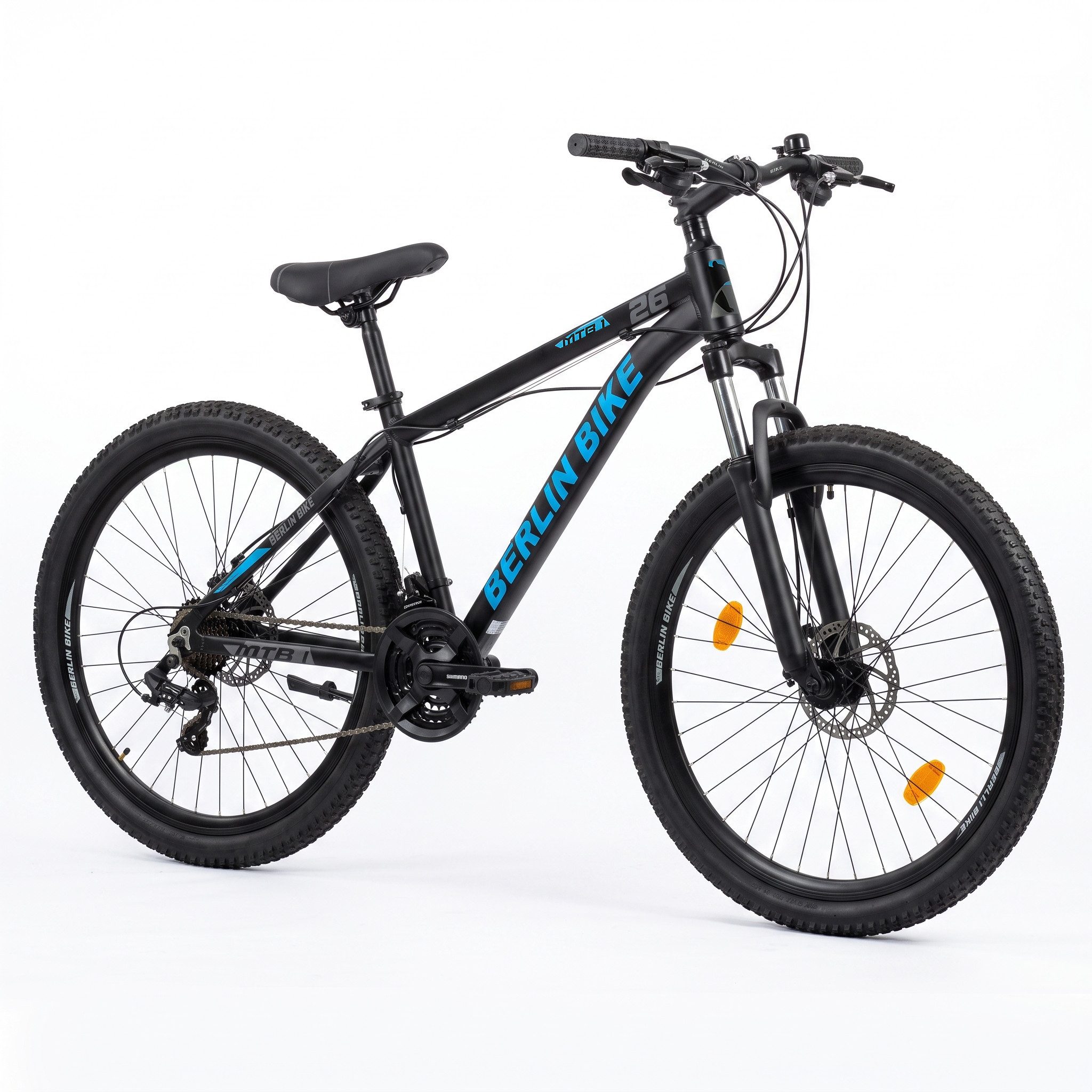 BERLIN BIKE Mountainbike MTB1 Serien-Komplettset 26/27,5/29 Zoll mit Shimano-Ausstattung, 21 Gang Shimano FD-TZ500/RD-TY300D Schaltwerk, Kettenschaltung, (Shimano Kurbel, Dacron Hydraulische Scheibenbremsen, Aluminiumrahmen), mit hydraulischen Scheibenbre