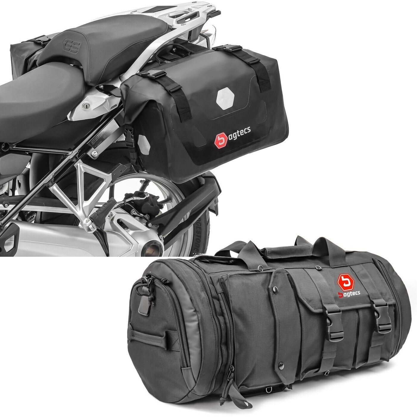 Reisetasche Set: Motorrad Satteltaschen Wasserdicht RB25 mit Rollverschluss # mit