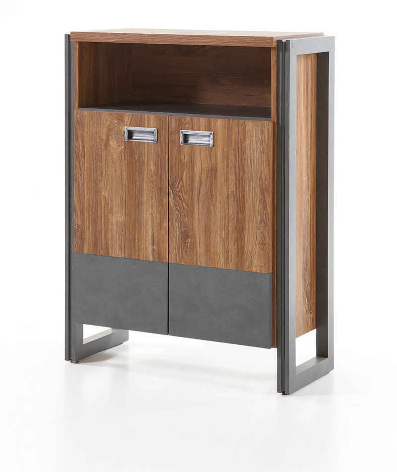 Furn.Design Kommode Auburn (Sideboard in Eiche Stirling und grau Matera, 75 x 100 cm), Industrial Design