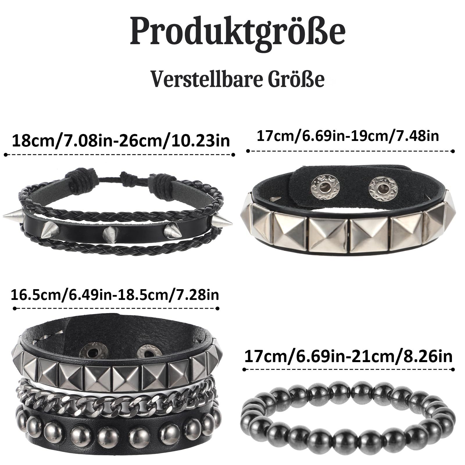 Coonoor Lederarmband Set 4/6-teiliges Punk-Armband-Set für günstig online kaufen