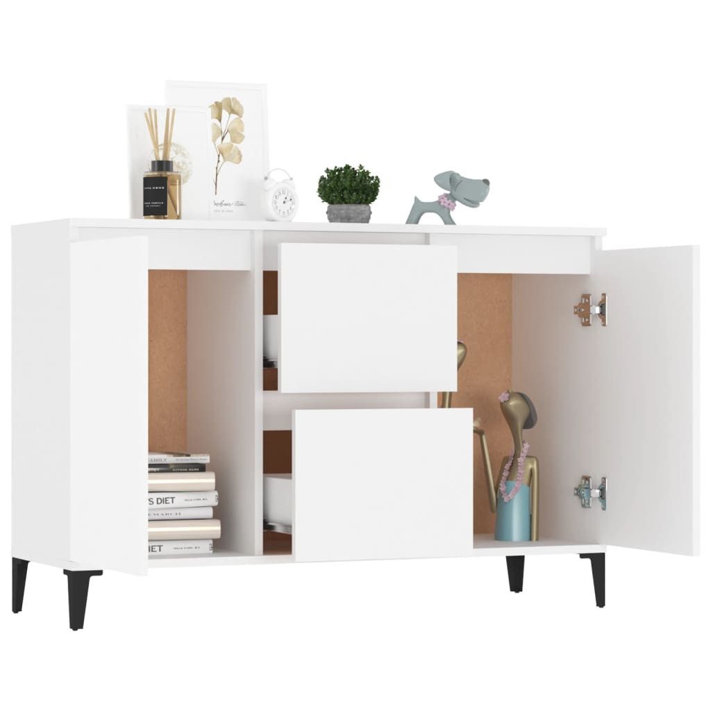 vidaXL Sideboard NA Sideboard Weiß 104x35x70 cm mit 2 Schubladen und 2 Türen für Wohnzi