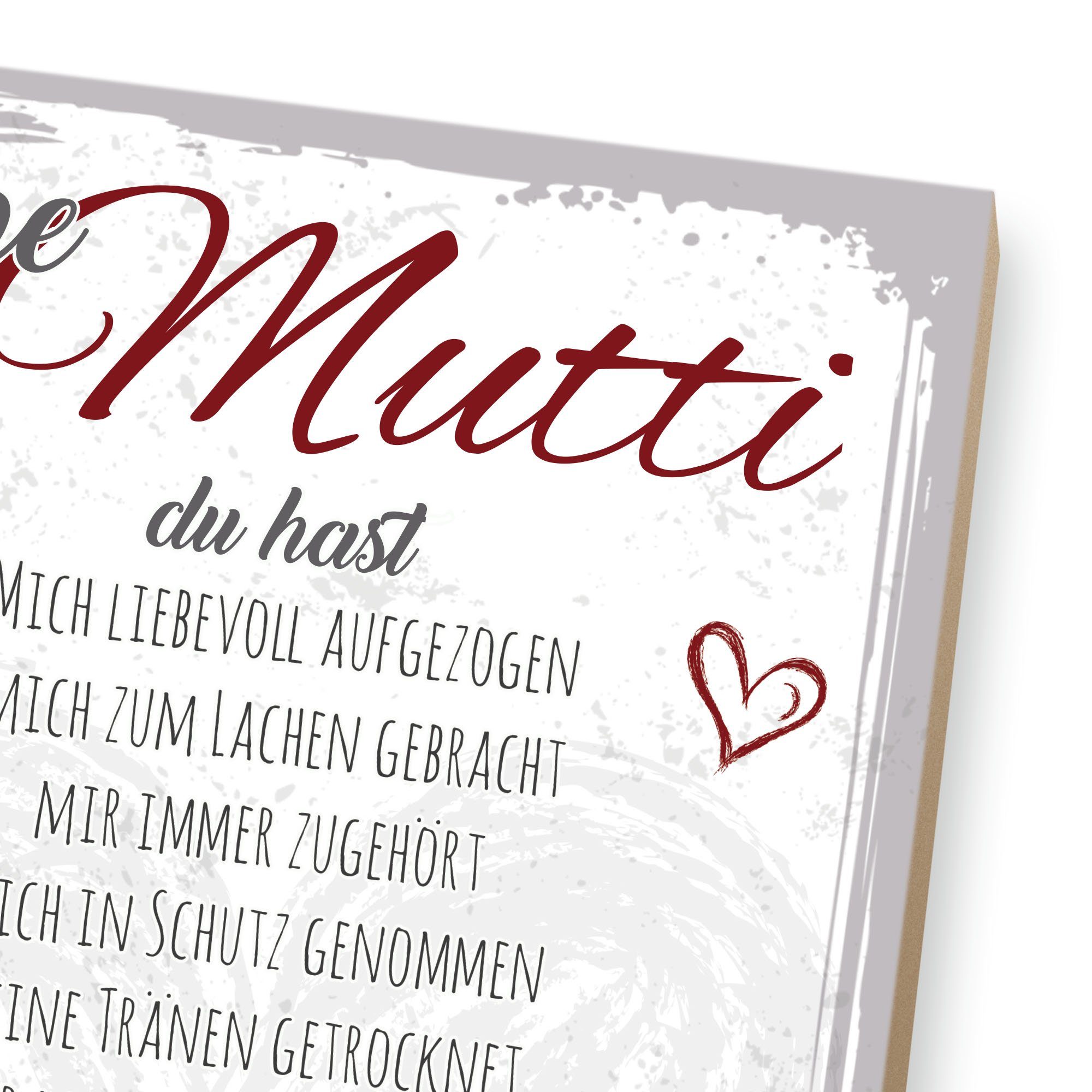 Kreative Feder Holzbild Mama Mutti“ für & die Spruch, aus ideales Geschenk liebe Motiv Deko-Bild Holz, mit „Liebe