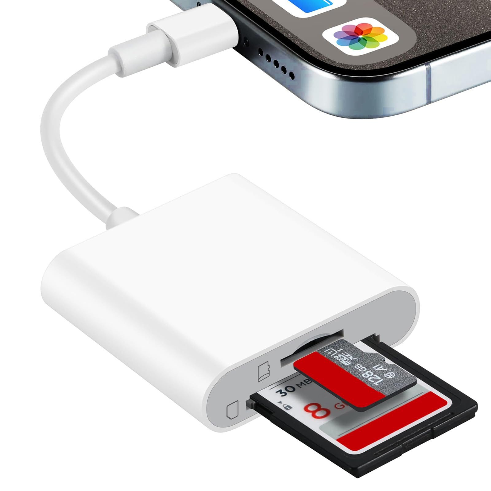 FOUORTUNATE-BEE Карты памятиleser SD Kartenleser iPhone, 2-In-1 Dual Slot, Lightning SD/Micro SD Card Reader for iPhone iPad Kamera