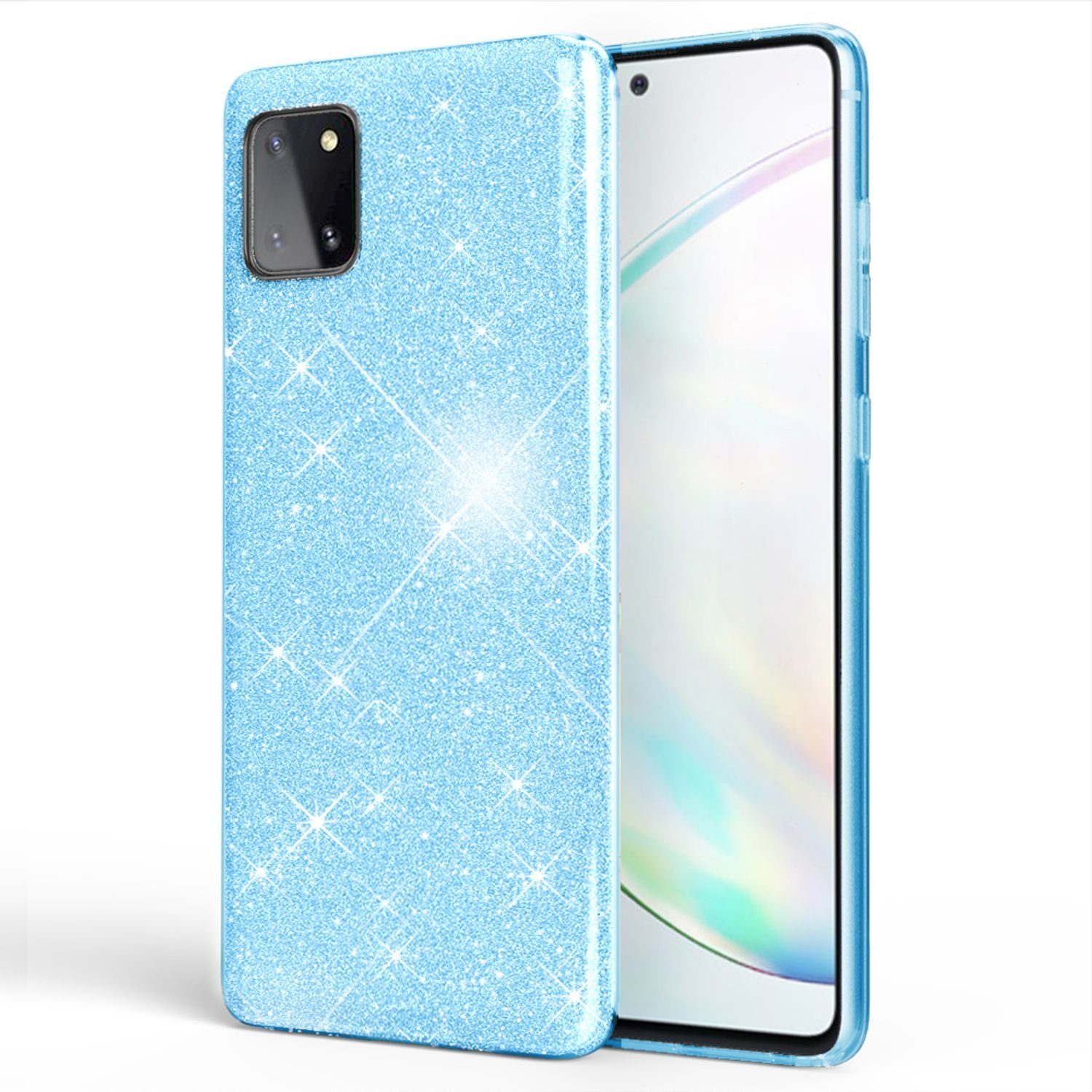 Nalia Smartphone-Hülle Samsung Galaxy Note 10 Lite, Glitzer Silikon Hülle / Glänzender Hybrid Schutz / Stoßfest & Robust
