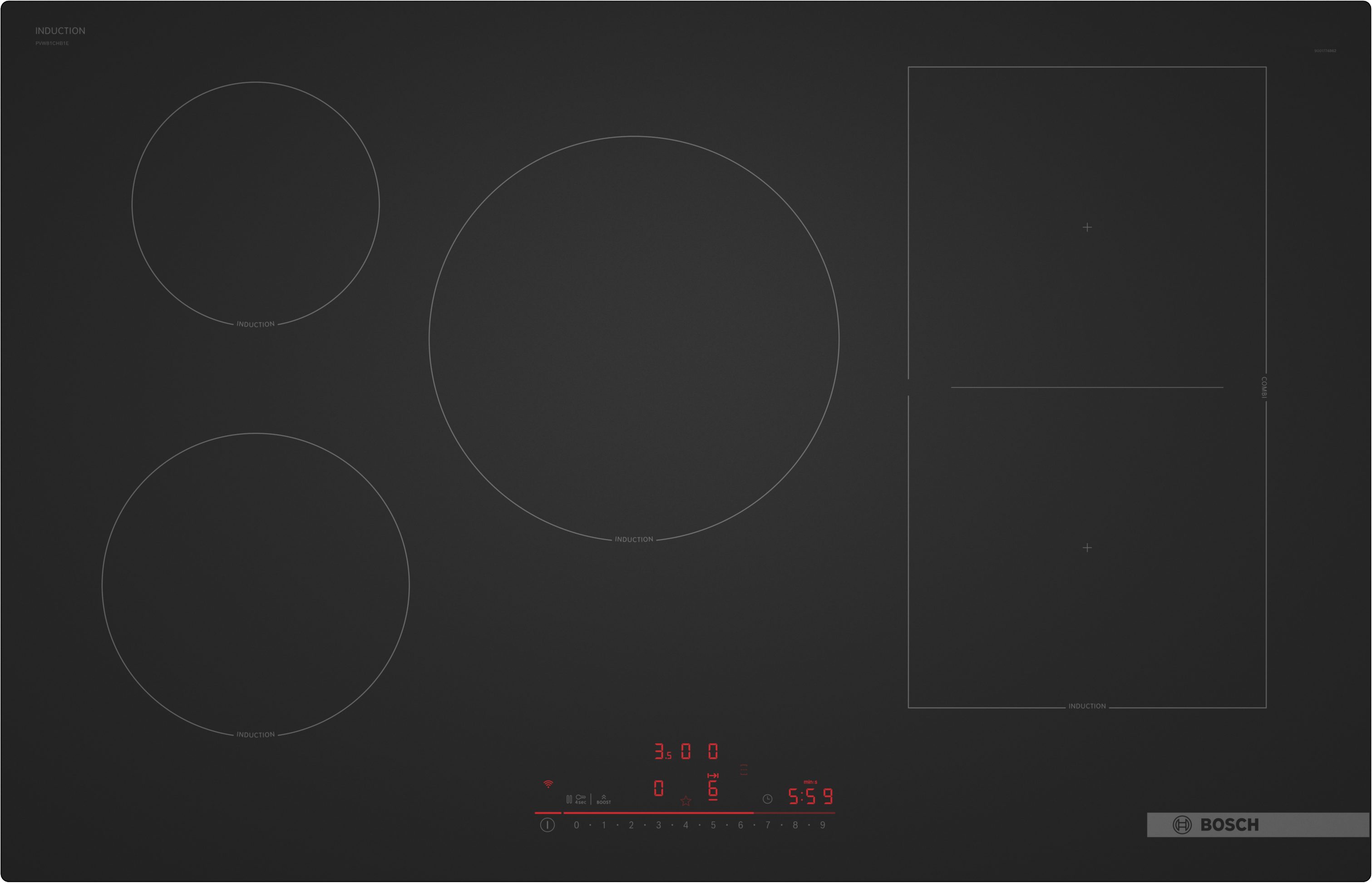 BOSCH Induktions-Kochfeld Serie 6 PVW81CHB1E, Moderne matte Optik: 5x weniger sichtbare Kratzer