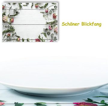 Platzset, Artipics Tischsets Rosen-Kranz Platzsets Abwaschbar Kunststoff 4 Stück je 42 x 30 cm Platzdeckchen Tischauflagen Blumen Tischdeko Küche, Essbereich, Gäste, Drinnen, Draußen, Artipics Tischkunst, (1-St)