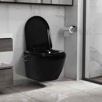 vidaXL Tiefspül-WC »Wand-WC ohne Spülrand mit Bidet-Funktion Keramik Schwarz«