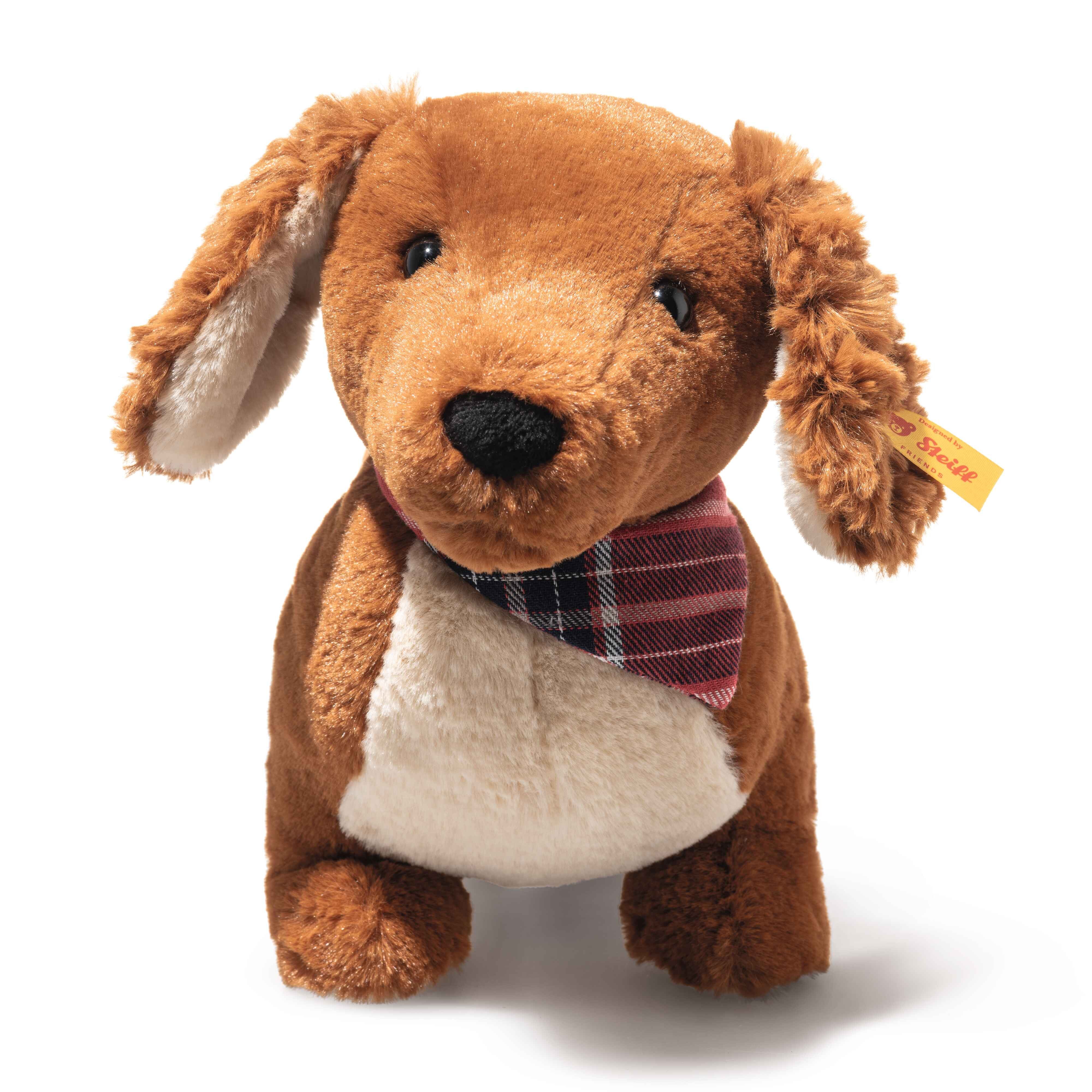 Steiff Kuscheltier Waldi Dackel, braun, stehend (Mit eingearbeitetem Granulatsäckchen im Gesäß)