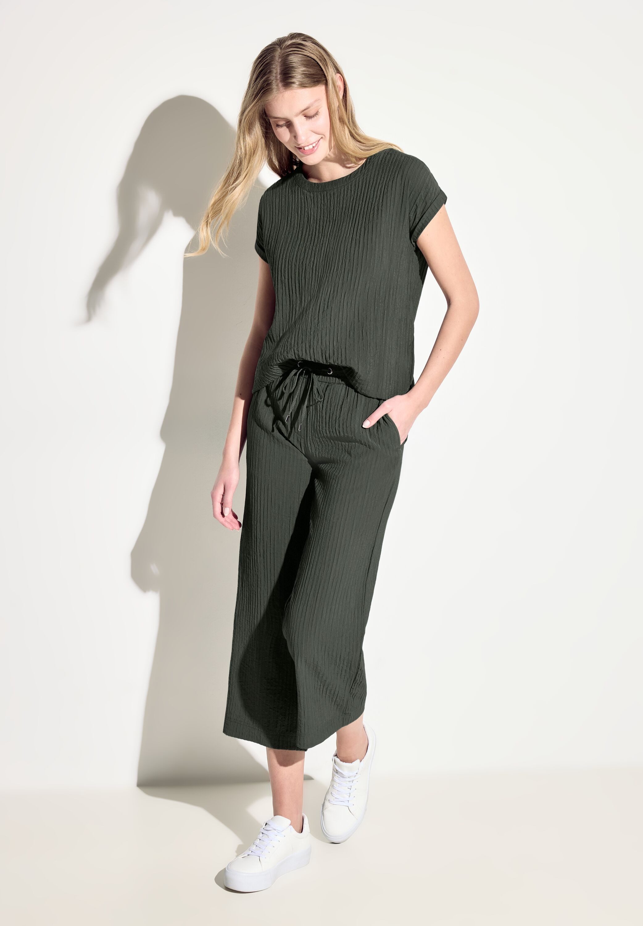 CECIL Kurzarmbluse mit Rundhalsausschnitt