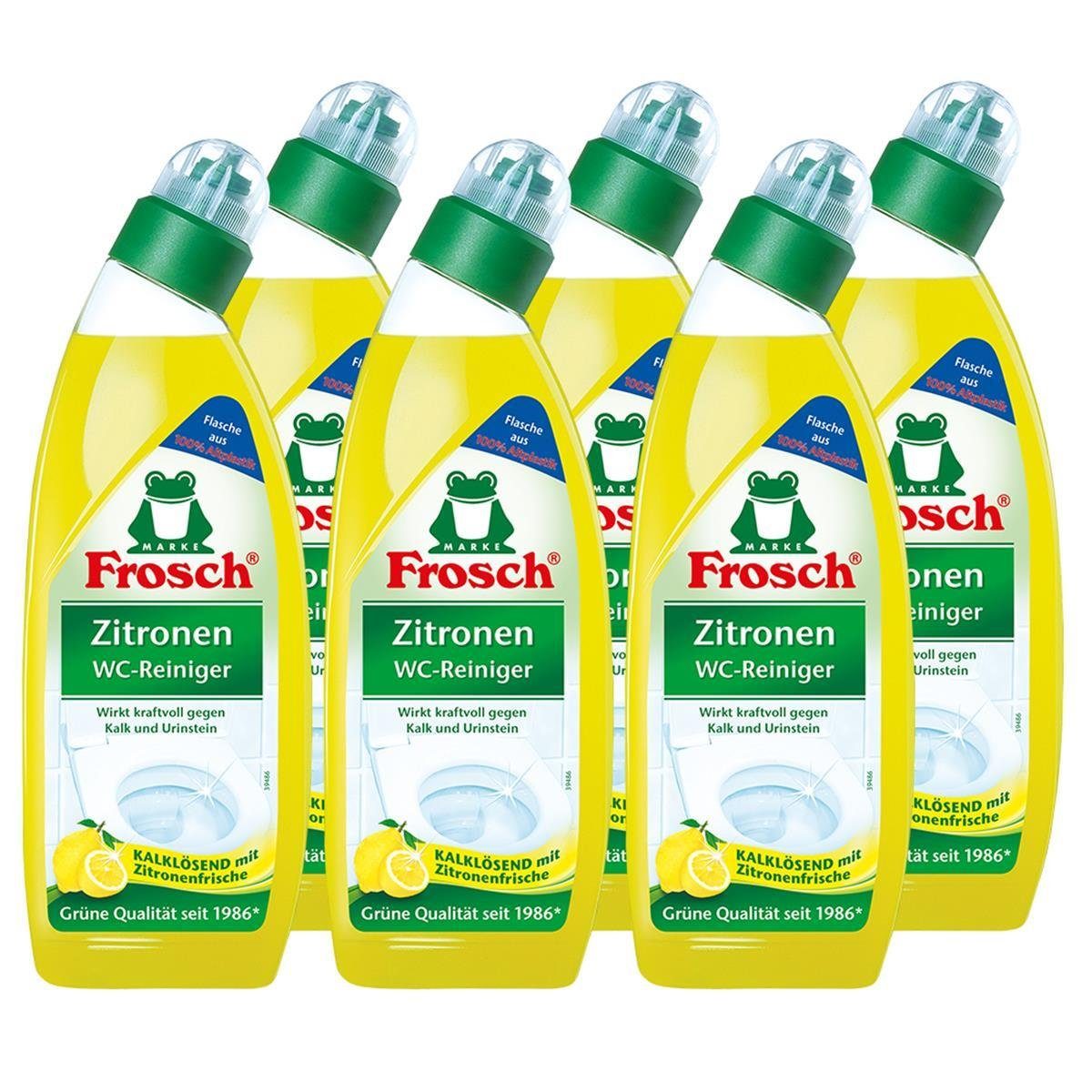 FROSCH 6x Frosch Zitronen WC-Reiniger 750 ml - Kalklösend mit Zitrone WC-Reiniger