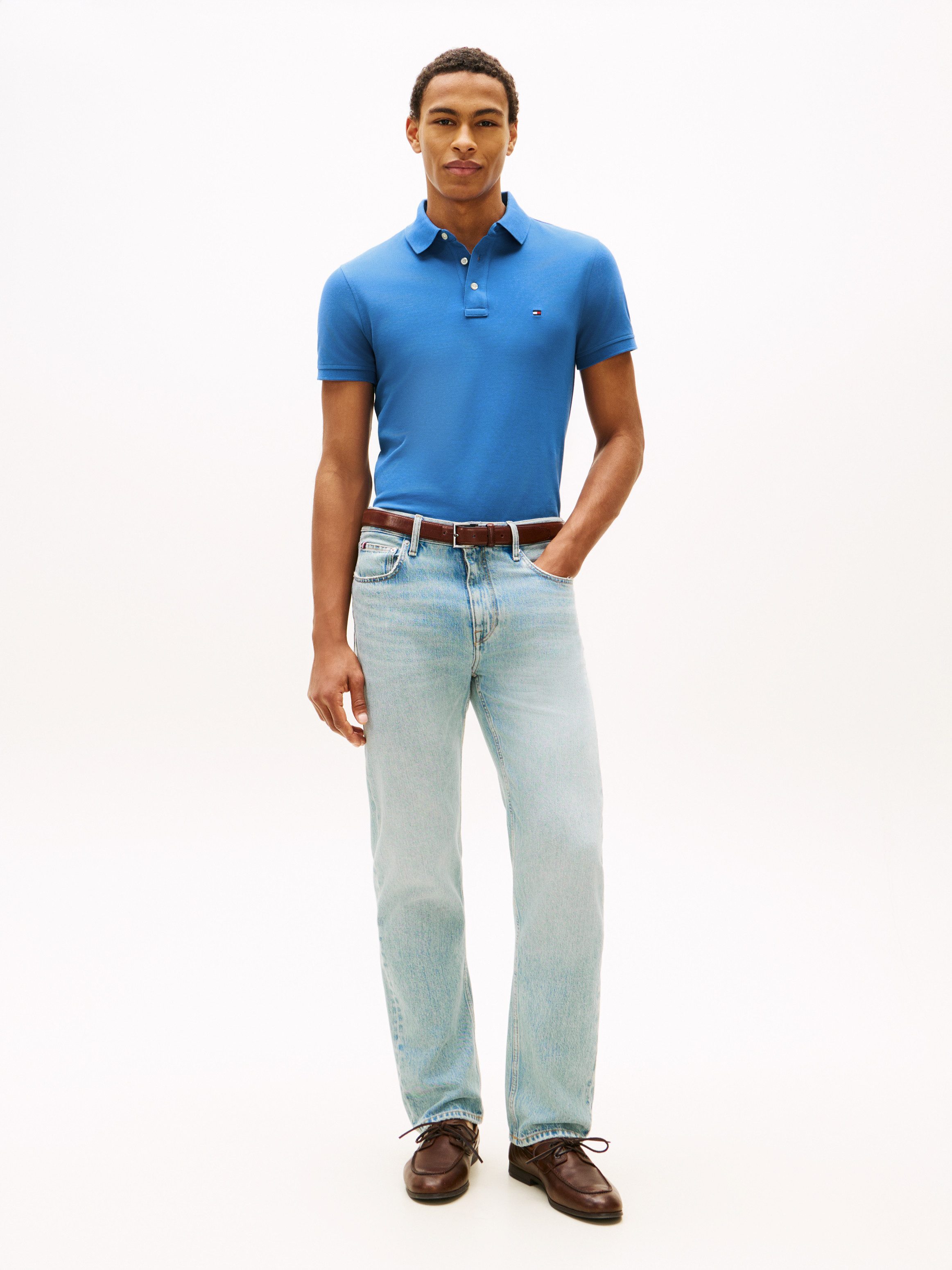 Tommy Hilfiger Poloshirt 1985 SLIM POLO Markenstickerei, aus Baumwoll-Piqué