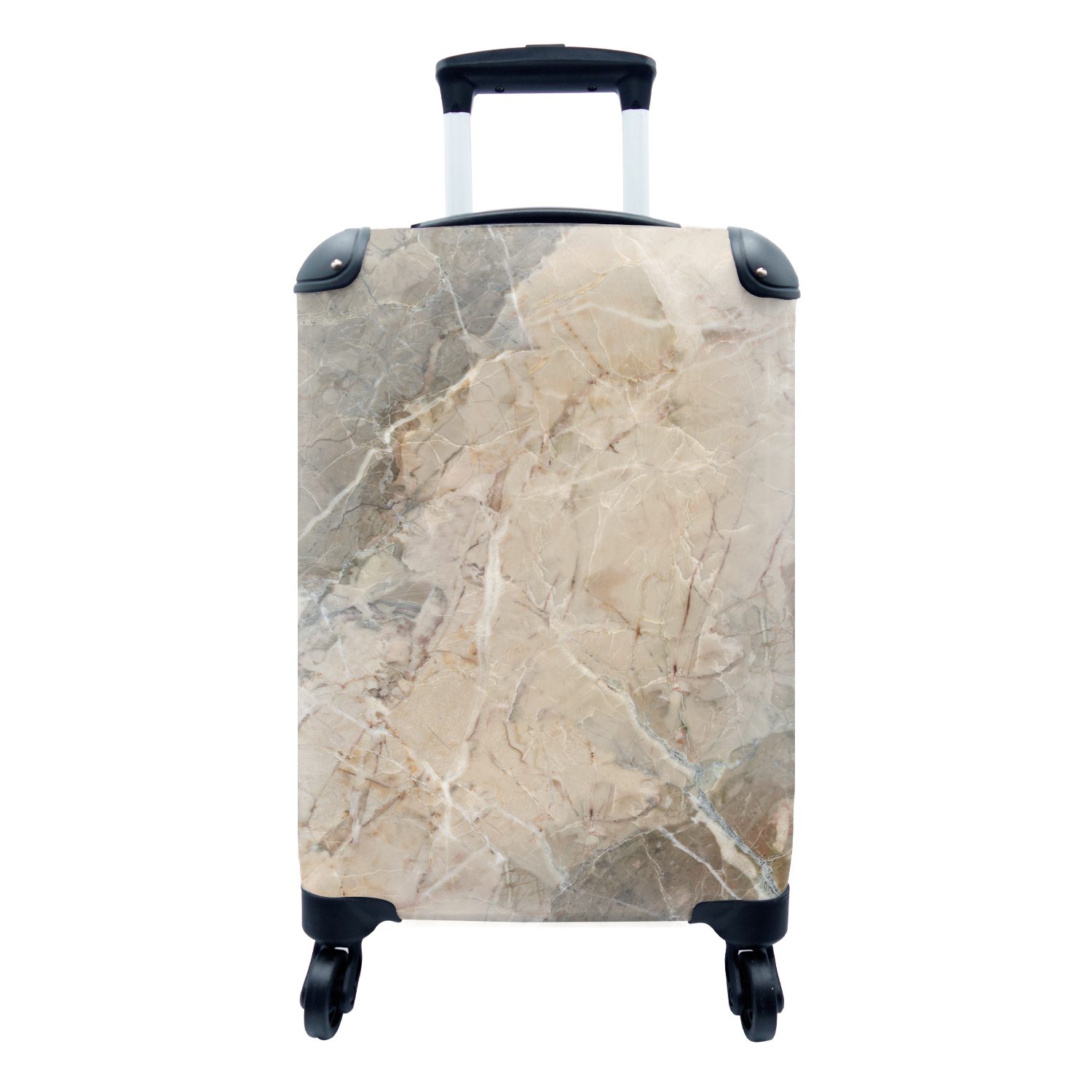 Granit 4 Weiß Reisetasche Handgepäck für mit Grau - Handgepäckkoffer - rollen, Rollen, Ferien, Kristall, Reisekoffer Trolley, - MuchoWow