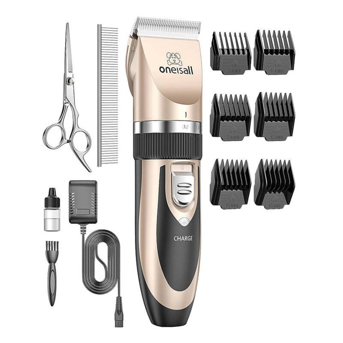 Oneisall Haar- und Bartschneider Oneisall P2 Tierhaartrimmer Set Gold – Schermaschine + Zubehör