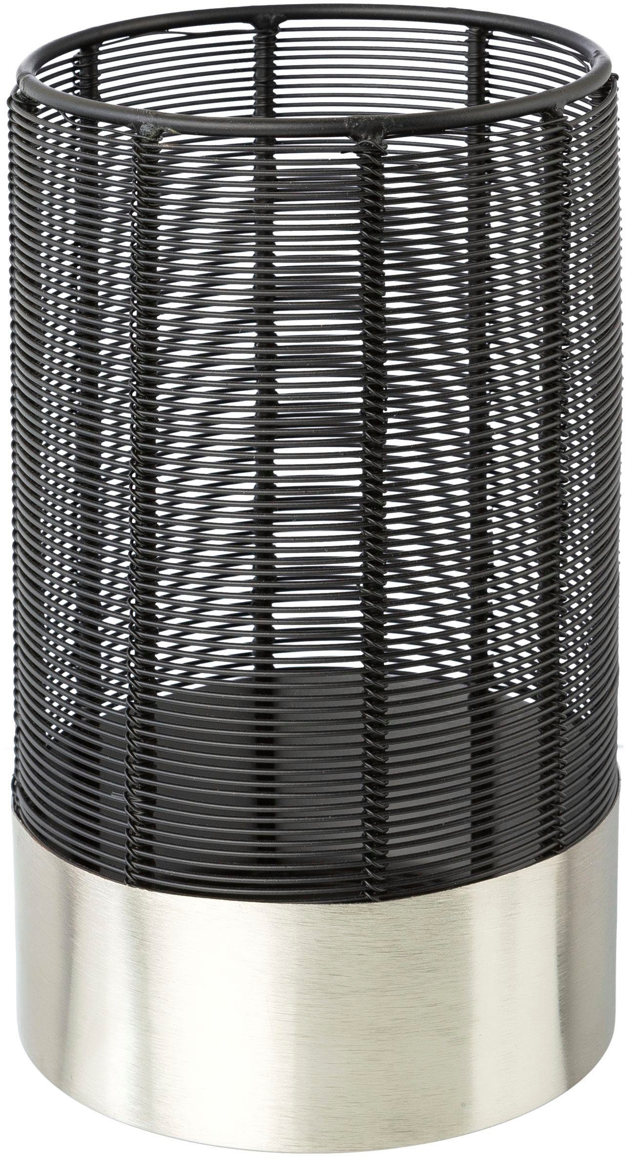 Windlicht Draht-Struktur Kerzenhalter St), (1 Metall, Leonique Alienor schwarz-silberfarben aus mit
