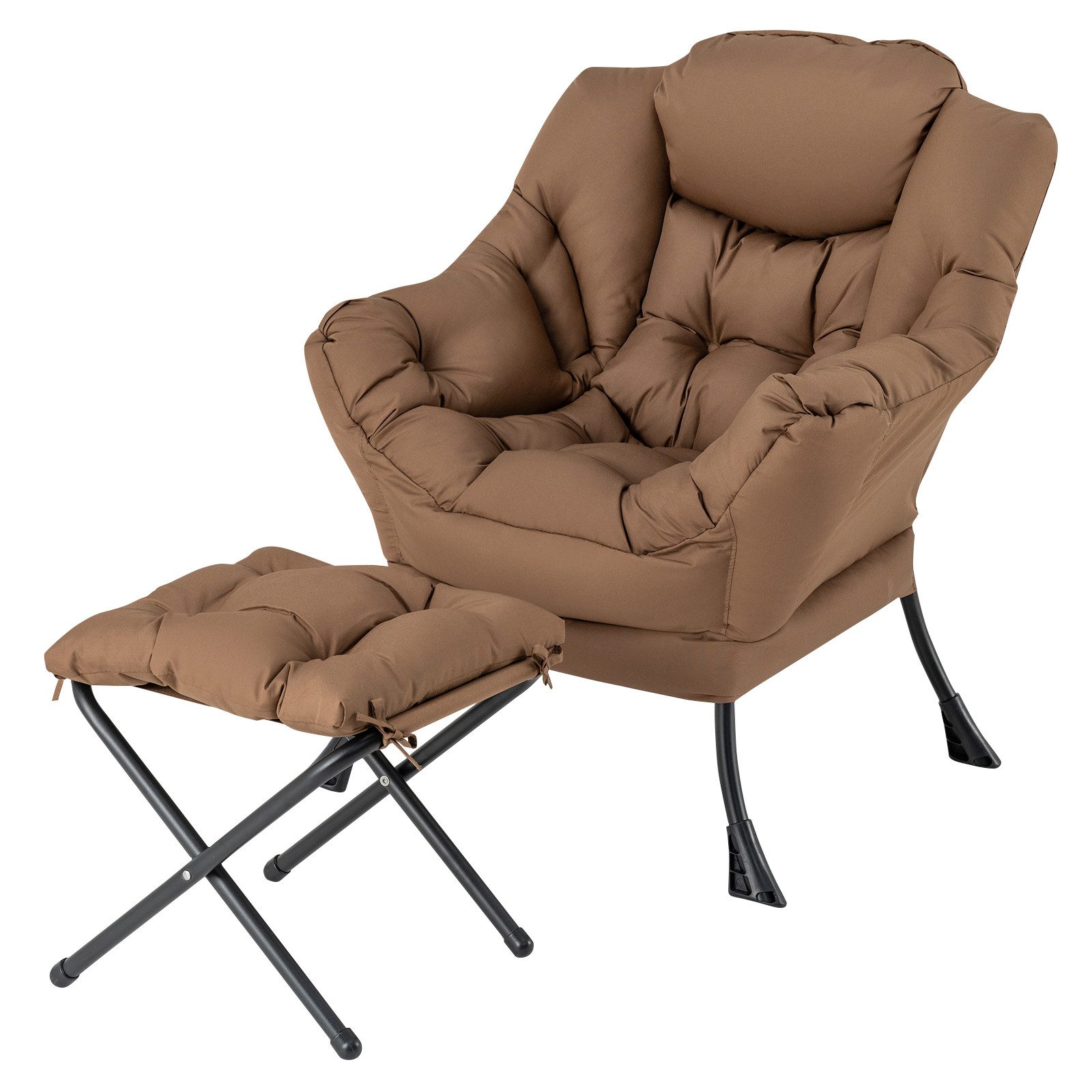 COSTWAY Relaxsessel Ohrensessel mit Hocker, 150kg belastbar