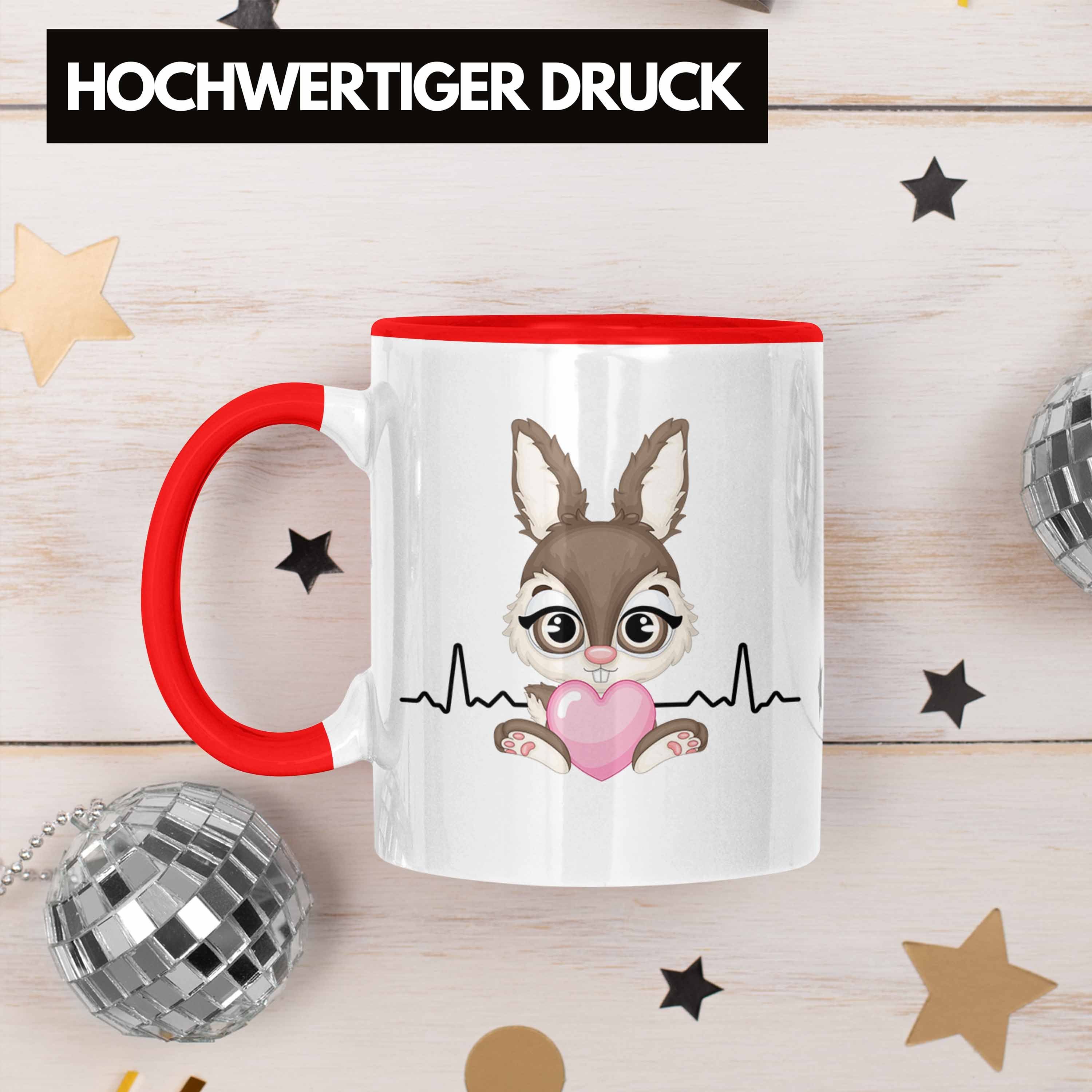 Trendation Kinder Geschenk Tasse Hasen Rot Tasse Herzschlag Hasen-Besitzer Kaninchen
