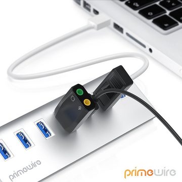 Primewire USB-Adapter USB 3.0 Typ A zu 7× USB, 100 cm, 7-Port USB 3.0 Hub inkl. 1m Verlängerungskabel, Alu Gehäuse & Netzteil