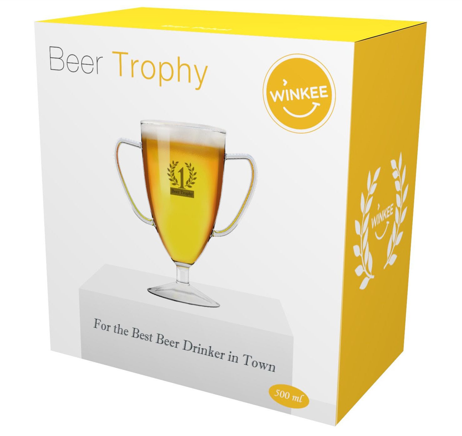 Winkee Bierglas Bier Pokal, 1-tlg., Glas, ca. 17,5 x 16 x 9,5 cm, für 500 ml