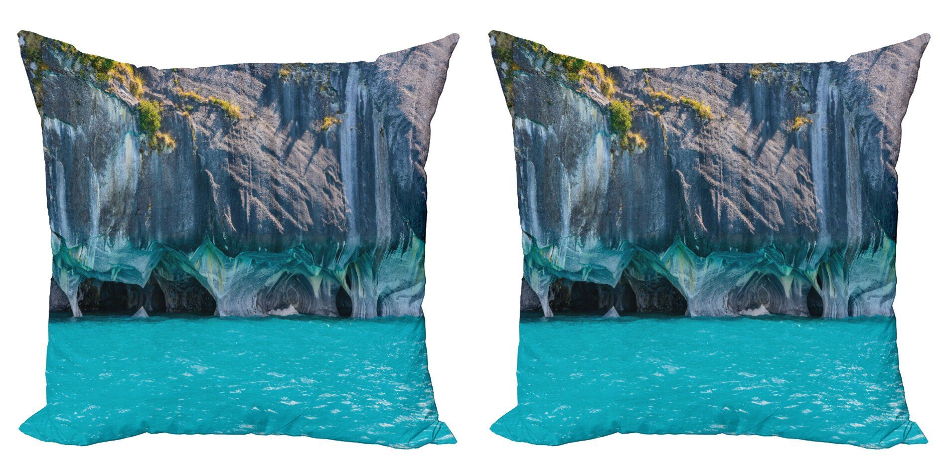 Kissenbezüge Modern (2 Stück), Accent Marmorhöhlen Doppelseitiger Abakuhaus Türkis Chile Digitaldruck