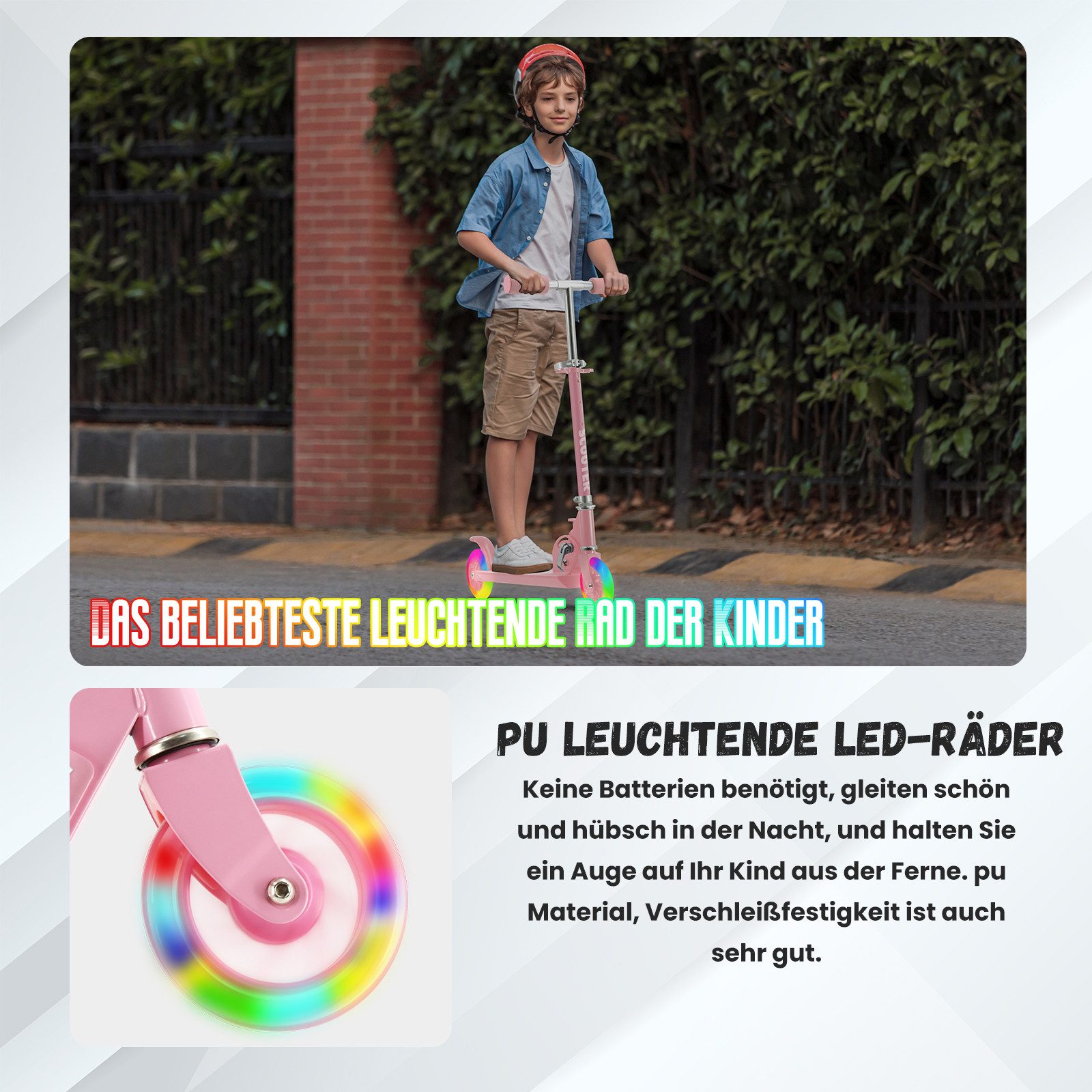 YEE RUN Tretroller für Kinder von 3-10 Jahren, faltbar, 50KG Max. – Bild 3 von 5