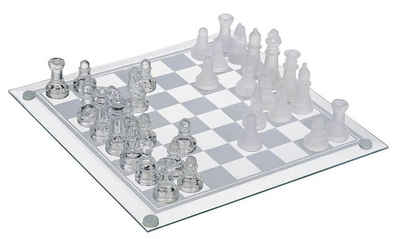 HAC24 Lernspielzeug Glas Schachspiel Schachbrett Schachset (Set, mit 32 Schach Figuren), 25 x 25 cm