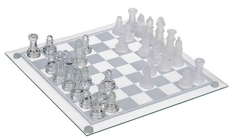 HAC24 Lernspielzeug Glas Schachspiel Schachbrett Schachset (Set, mit 32 Schach Figuren), 25 x 25 cm