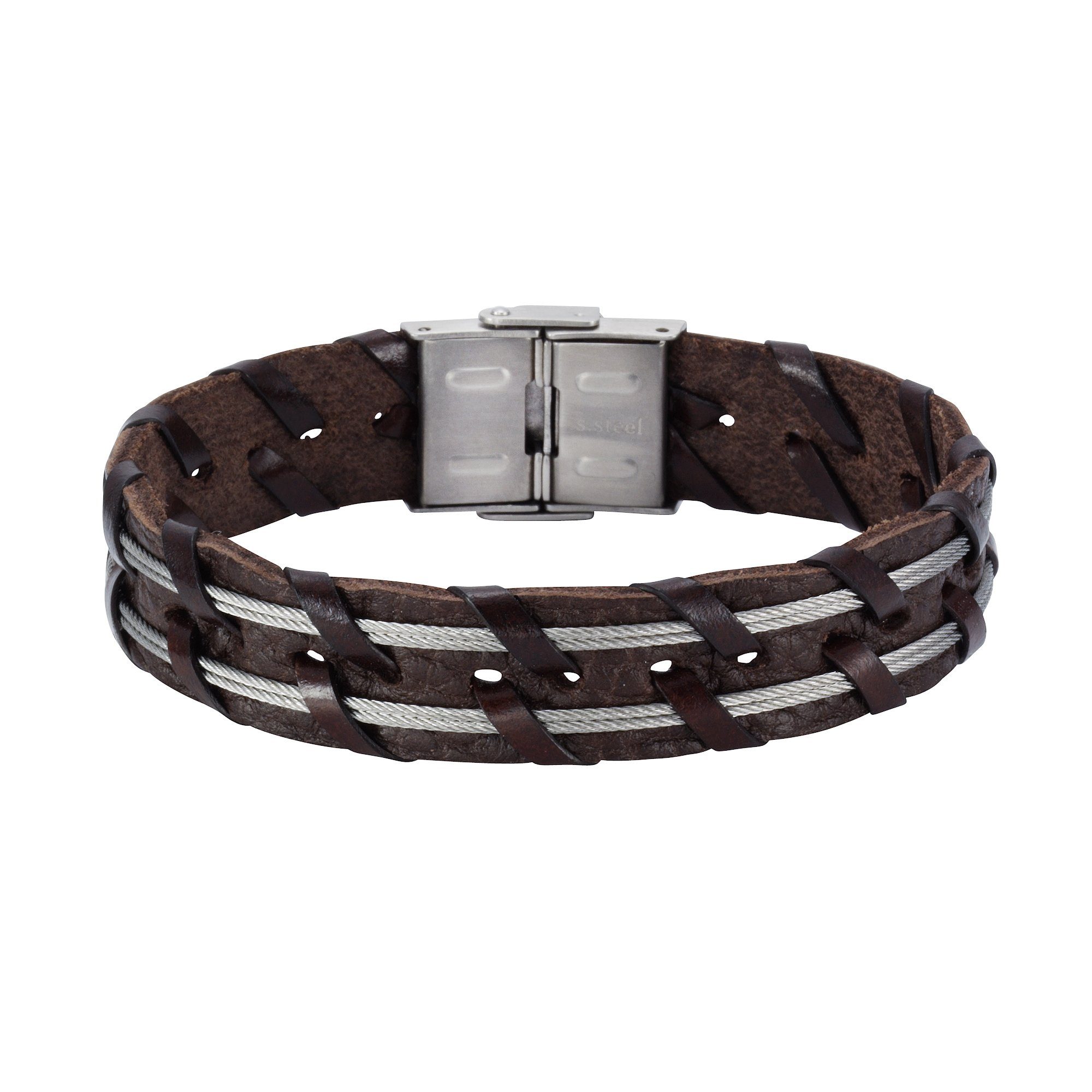 braun Armband Leder Edelstahl NOX