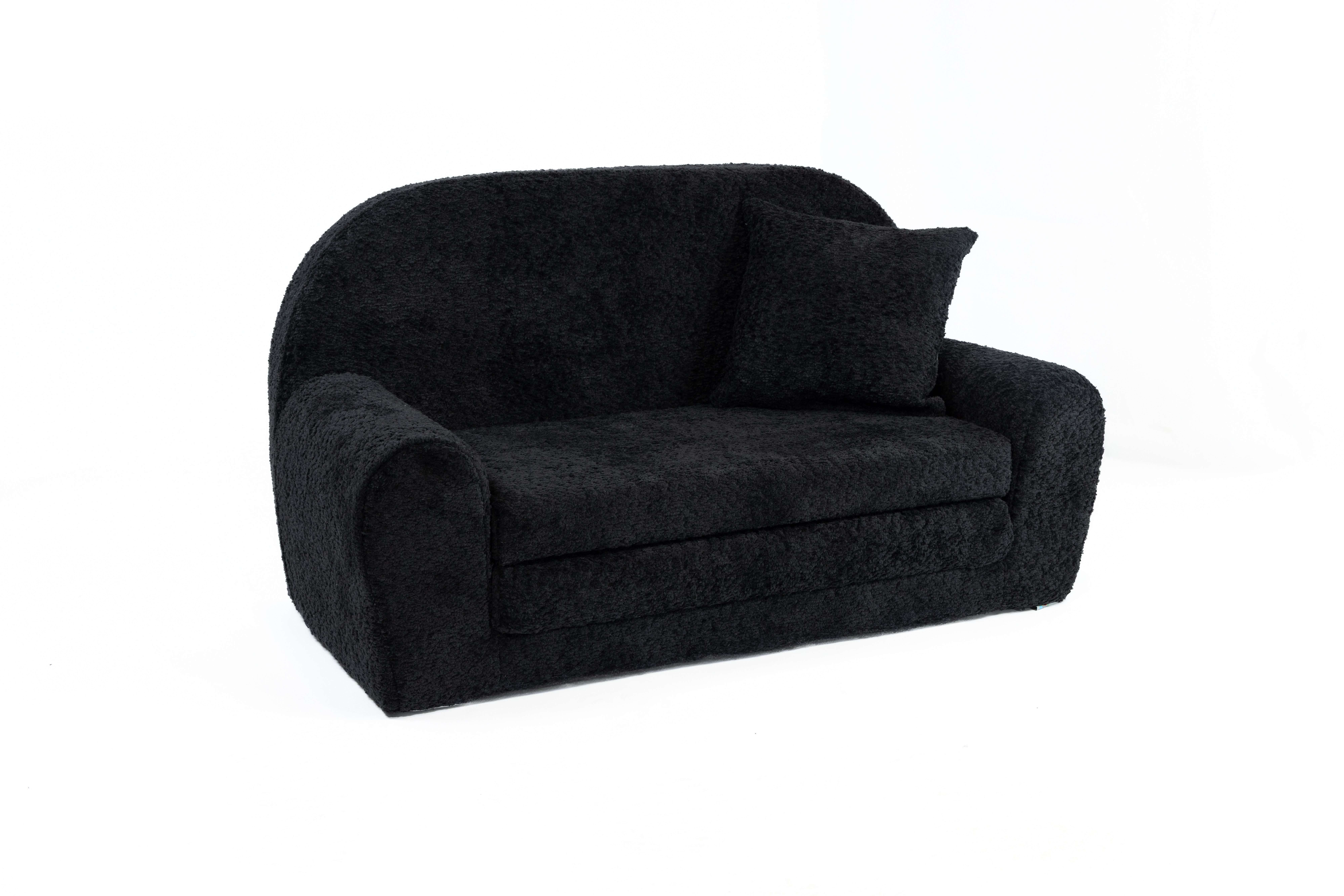 FORTISLINE Kindersofa Mini-Sofa Kindersofa Spielsofa aus Teddy-Stoff ausklappbar, Ausklappbar