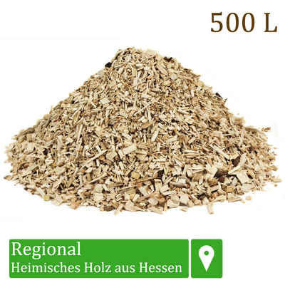 Flameup Holzhäcksel Hackschnitzel für Ofen Rindenmulch für Garten Holz Pflanzen 100-500 L, 500 l