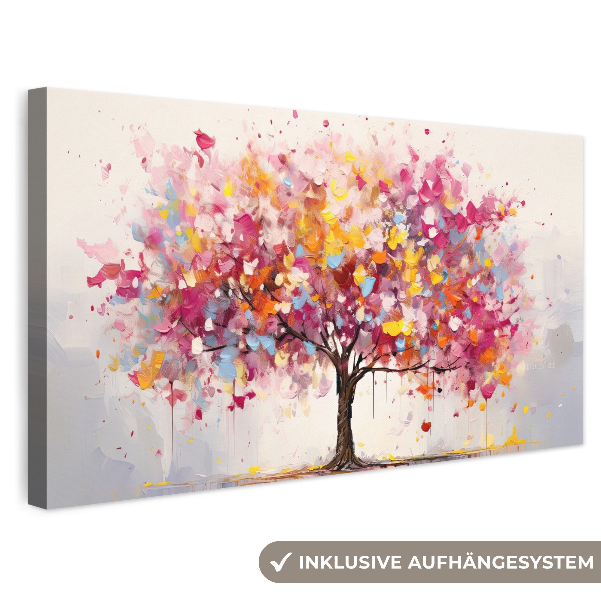 OneMillionCanvasses® Leinwandbild Panorama Aquarell - Baum - Kunst - Abstrakt, Fotodruck (1 St), Wandbild, Deko Schlafzimmer Wohnzimmer Flur 40x20 cm