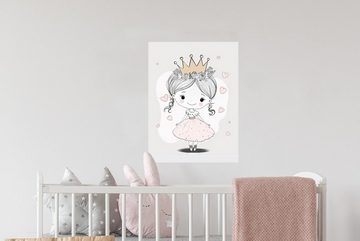 MuchoWow Wandsticker Prinzessin - Herzen - Blumen - Krone - Mädchen (1 St), Wandaufkleber, Wandtattoo, Selbstklebend, Wohnzimmer, Schlafzimmer