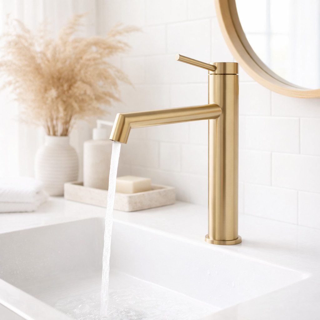 wohnwerk.idee Badarmatur Design-Waschtischarmatur Hoch aus Edelstahl, moderner Einhebelmischer