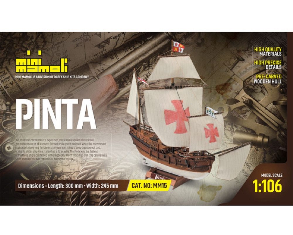 Modellbausatz Mini Mamoli Schiff Pinta 1:106 Holz Bausatz