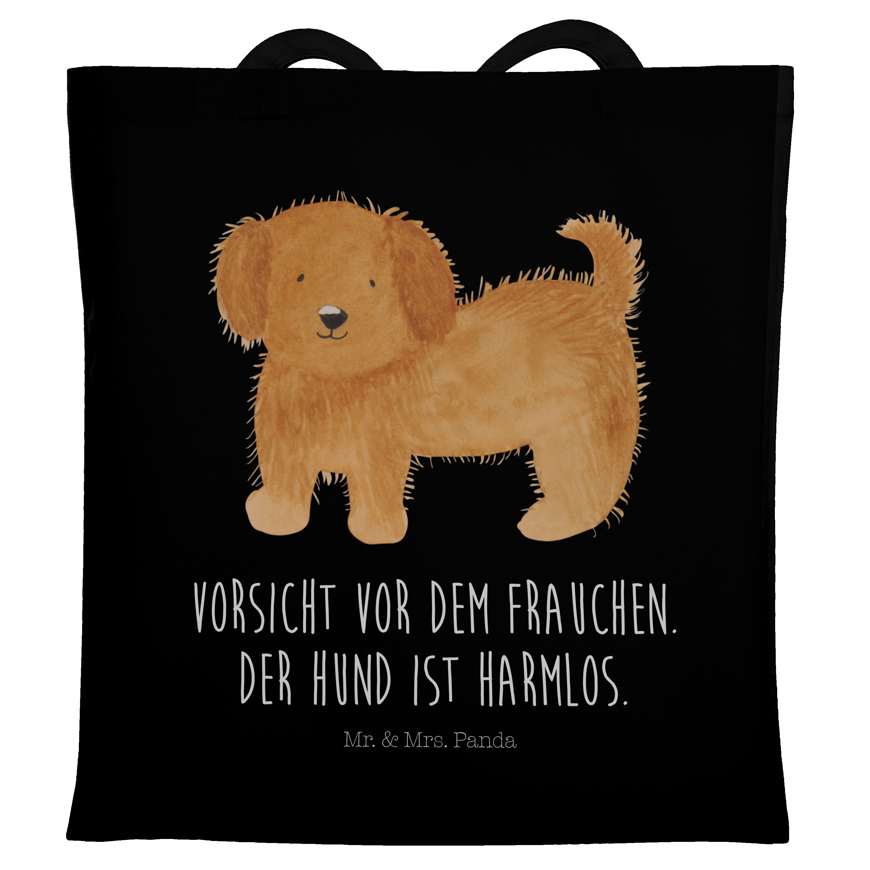 Mr. & Mrs. Panda Tragetasche Hund flauschig - Schwarz - Geschenk, Jutebeutel, Hundespruch, Einkauf (1-tlg)