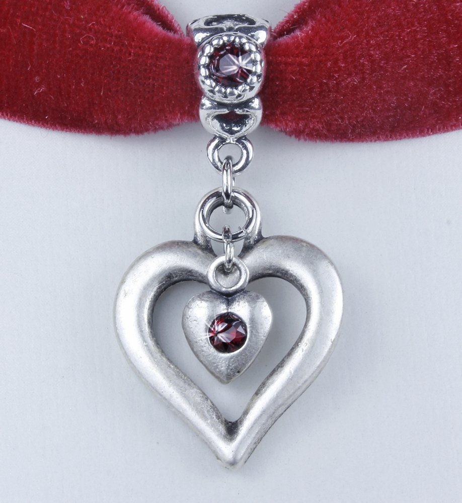 LUISIA® Collier Samt Kropfband Herz in Herz mit Swarovski® Elements (inkl. Schmuckbox)
