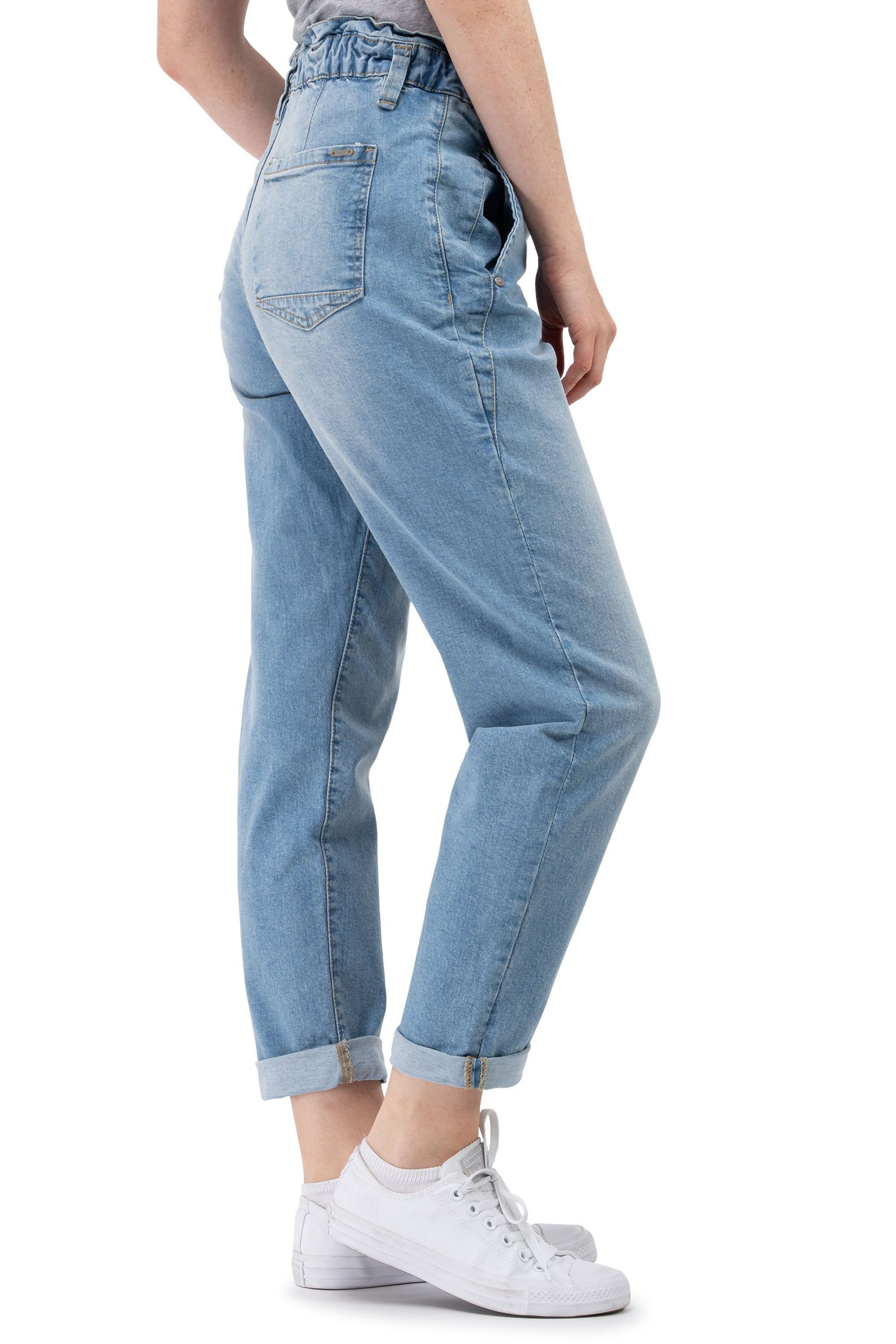 SUBLEVEL Paperbag-Hose Damen Jeans Mid Waist elastisch Moderne Hose