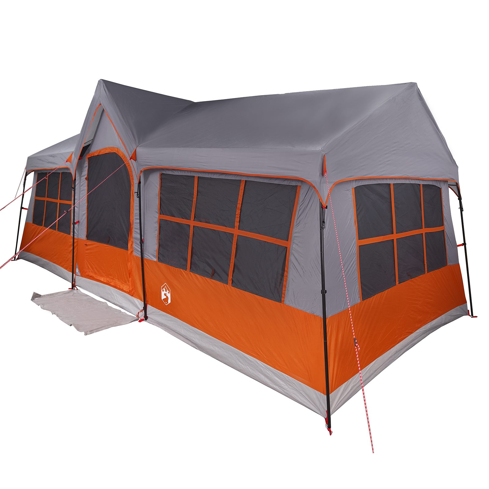 Kuppelzelt Campingzelt mit Fenstern Grau & Orange 12 Personen Wasserdicht